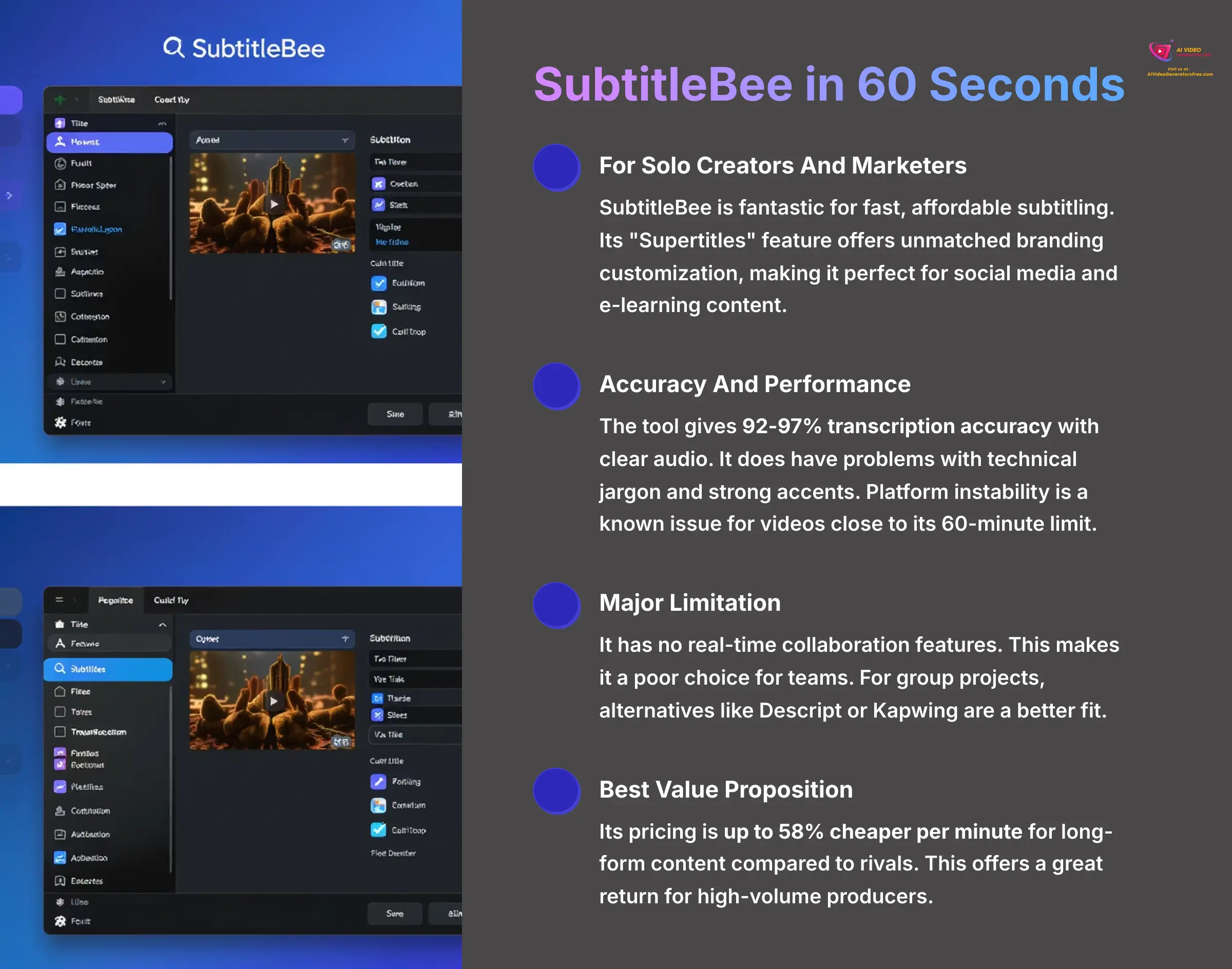 SubtitleBee in 60 Seconds Review