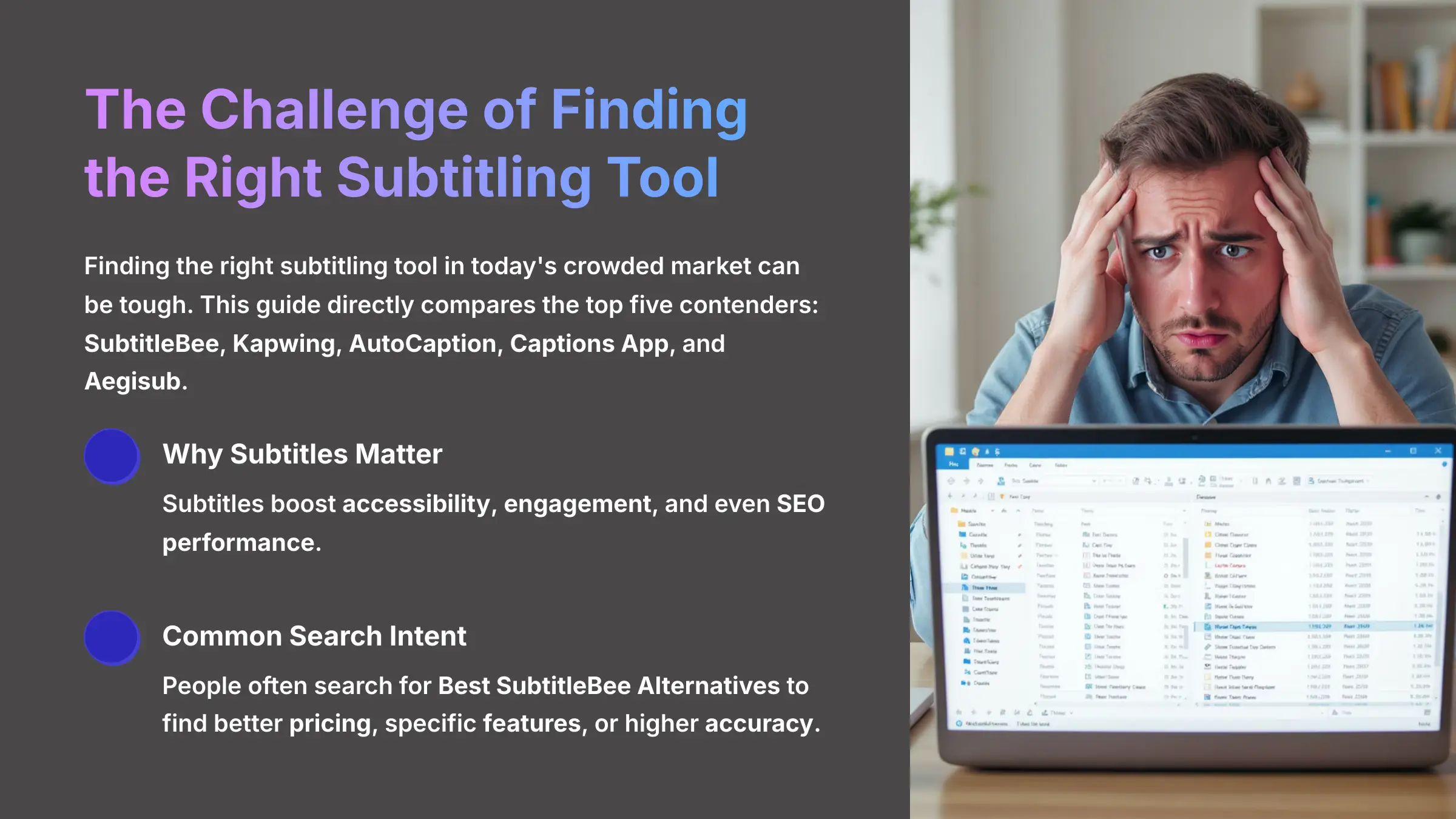 2_The-Challenge-of-Finding-the-Right-Subtitling-Tool_AI-video-generators-free_aivideogeneratorsfree.com_