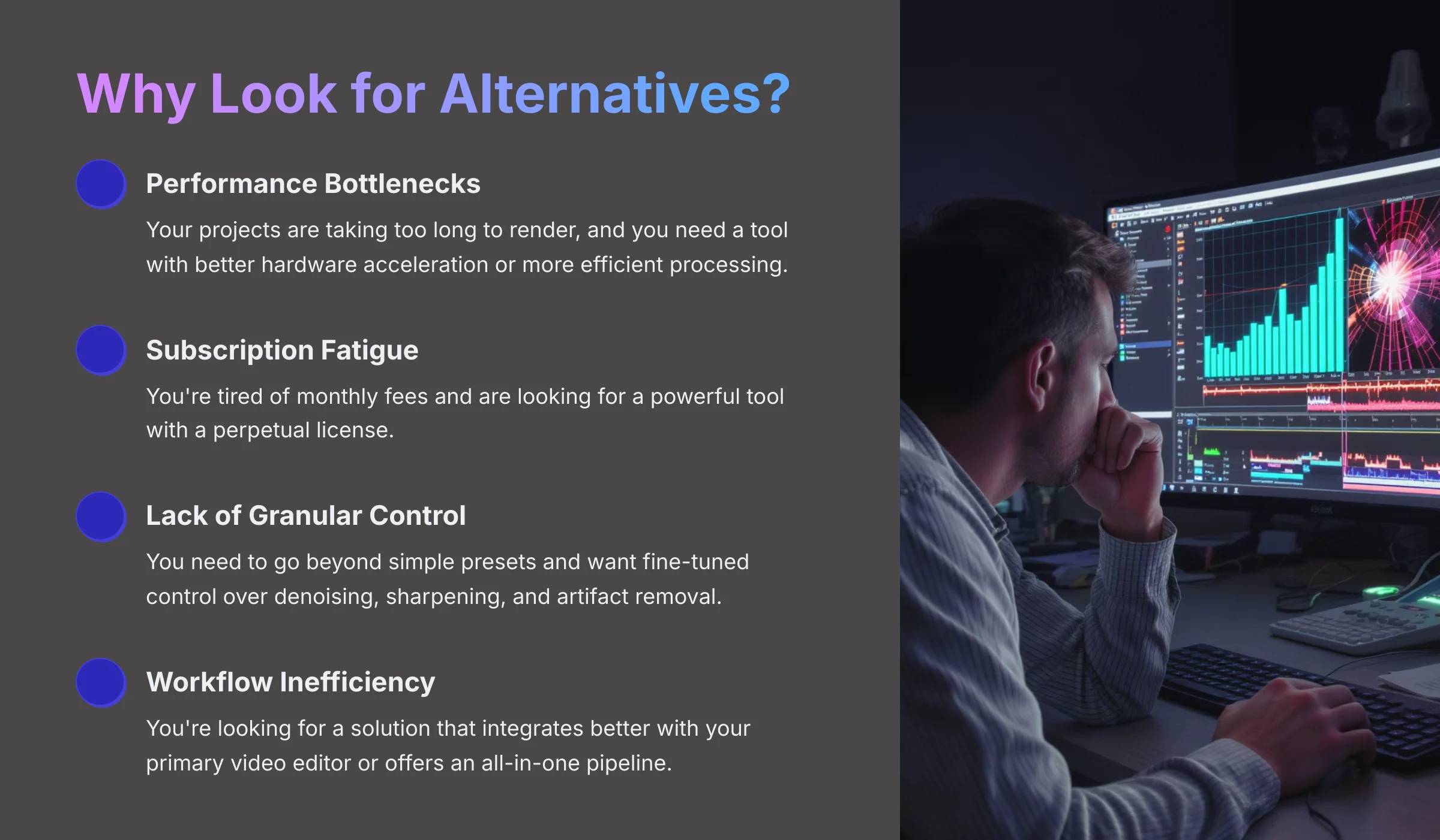 Why Look for HitPaw Video Enhancer Alternatives - comparison infographic