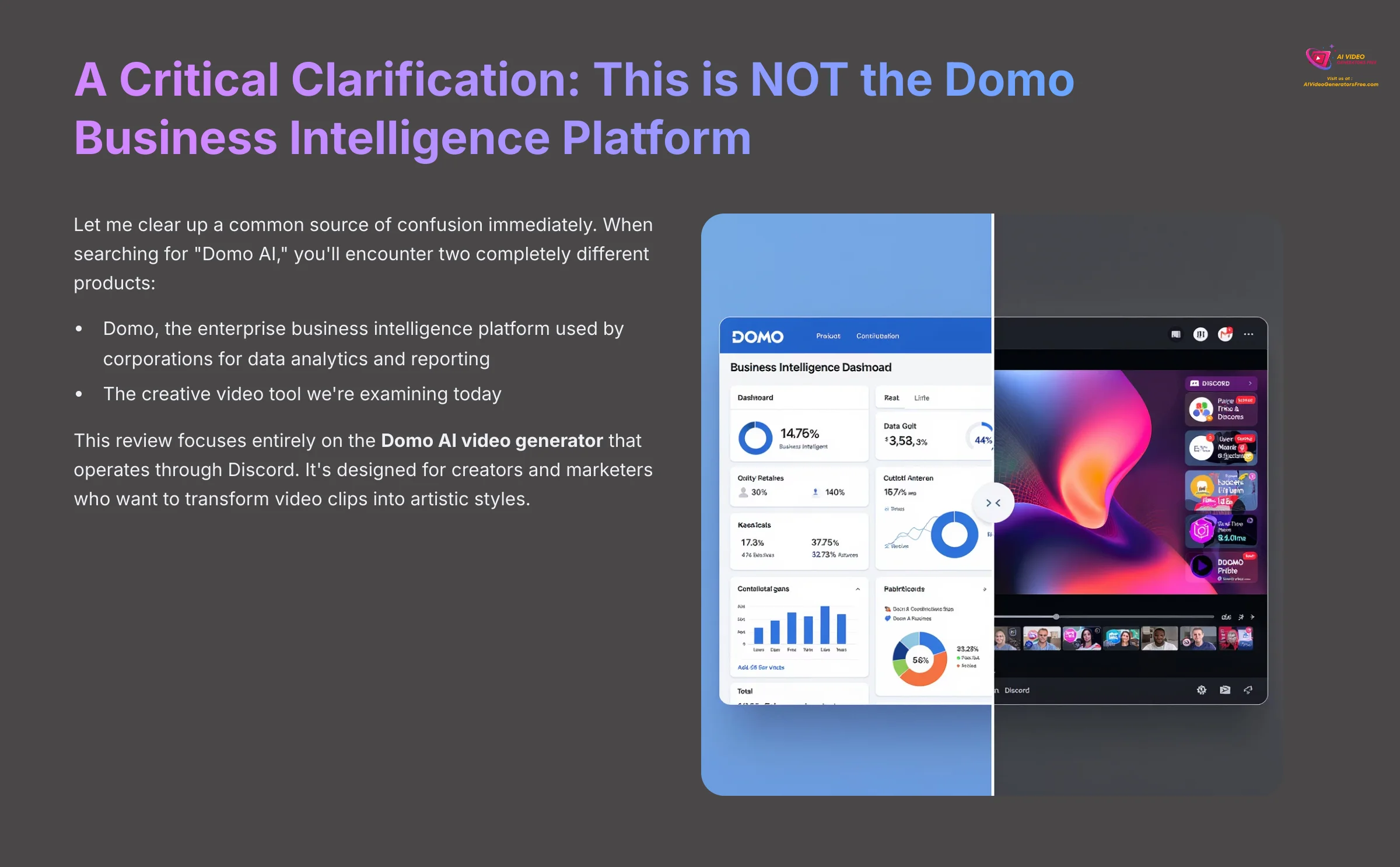Critical Clarification - Not Domo Business Intelligence Platform