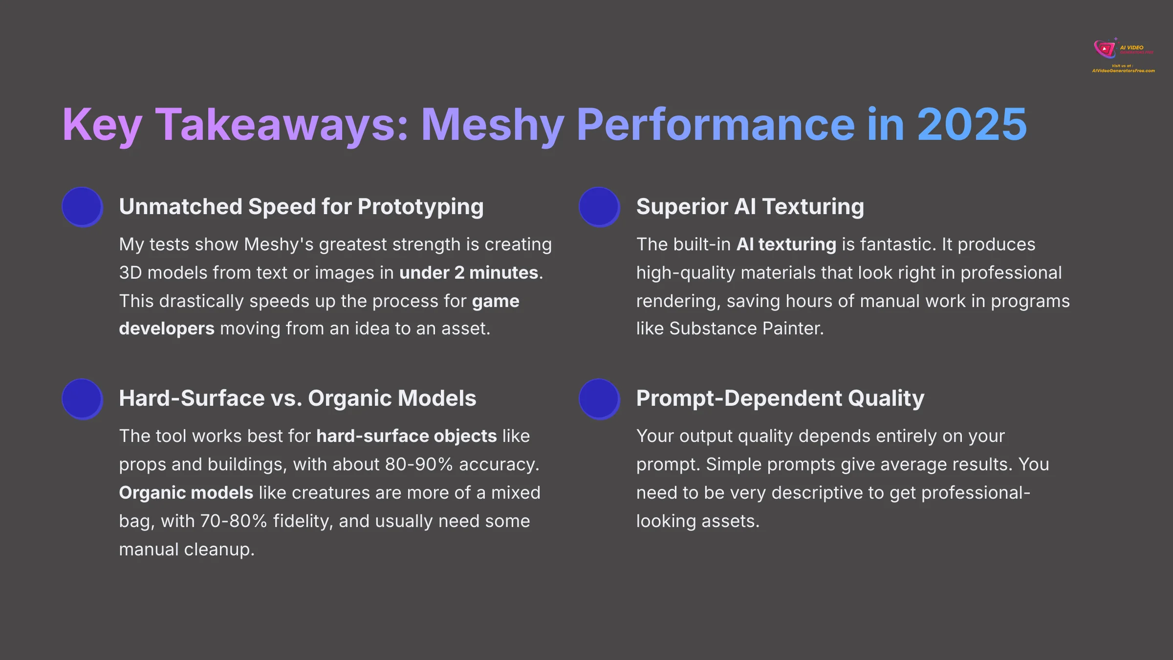 Key Takeaways Meshy Performance 2025