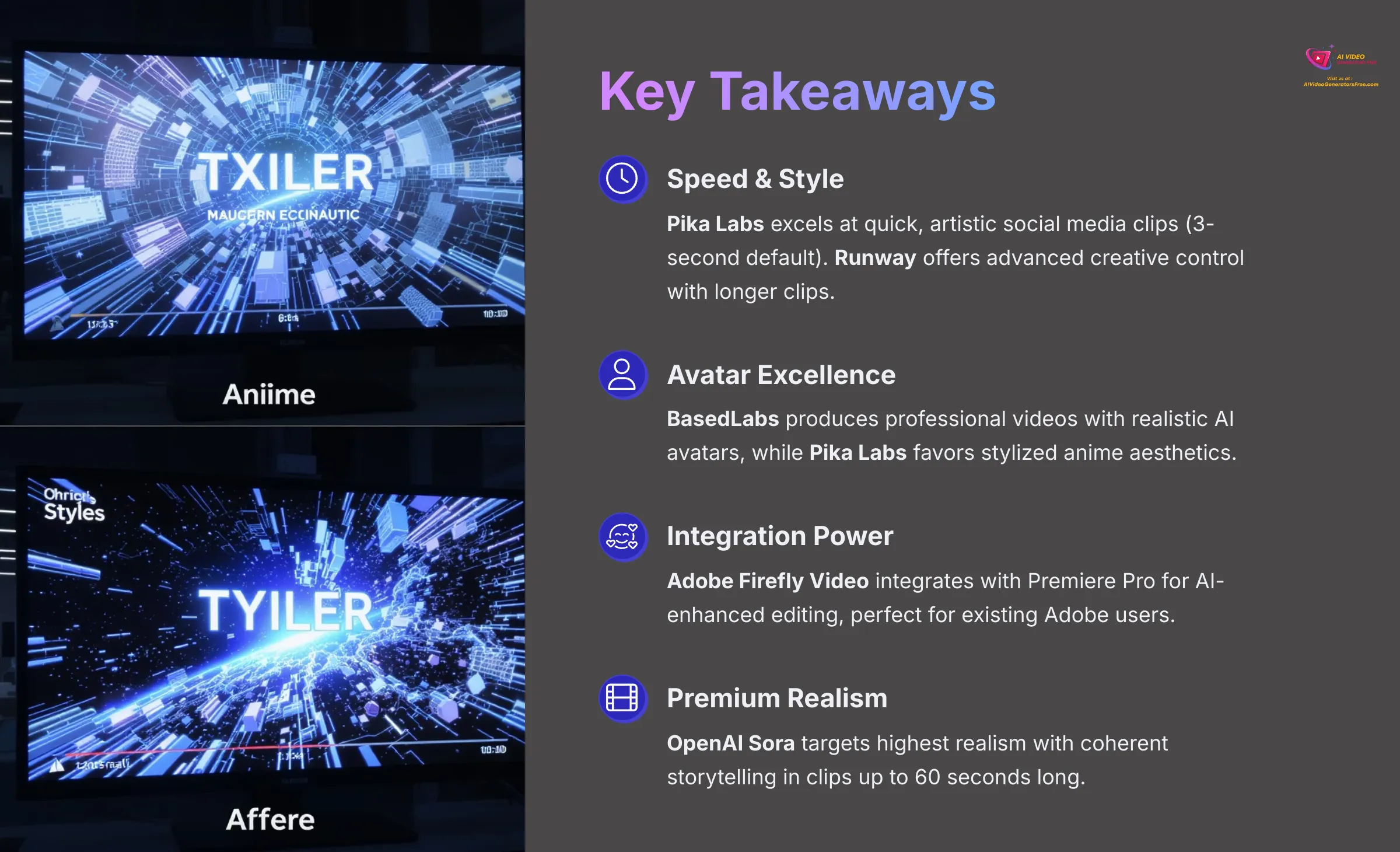 Key Takeaways AI Video Generators