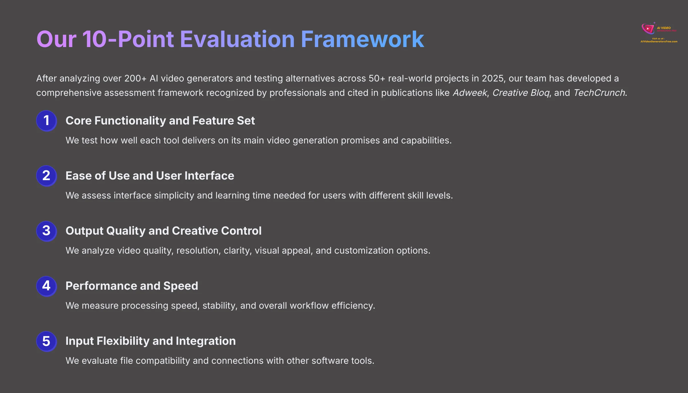 Our 10-Point Evaluation Framework