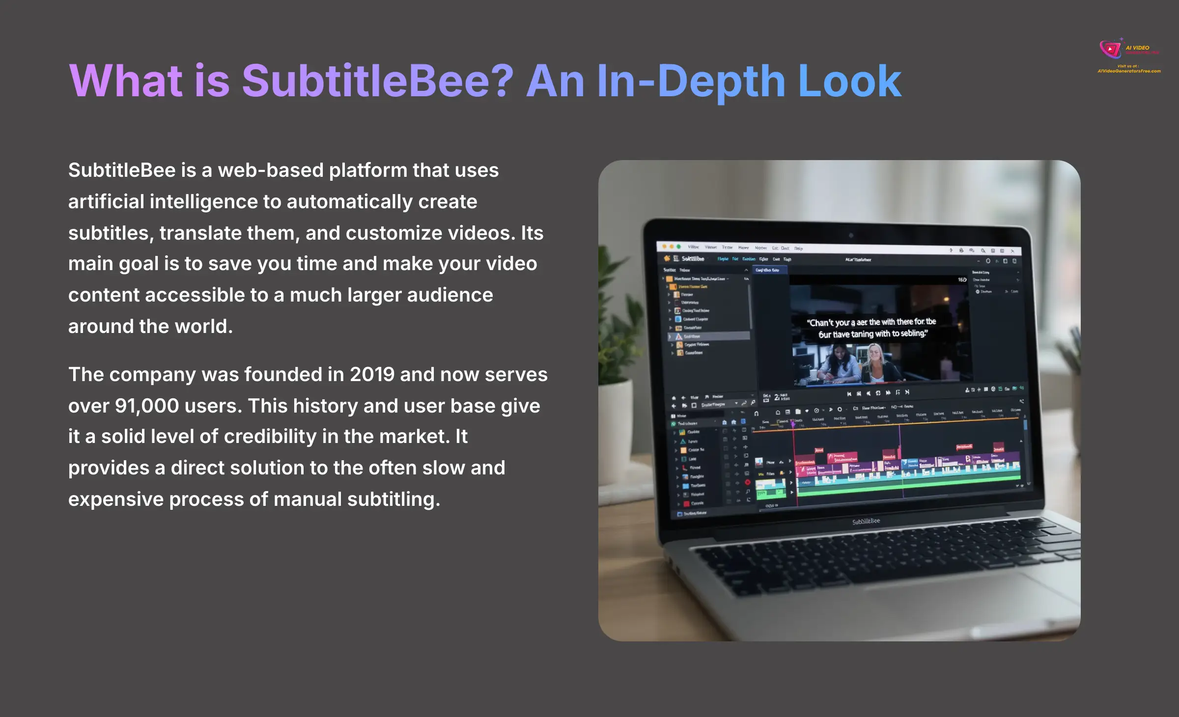 SubtitleBee AI-powered video subtitle generator platform overview