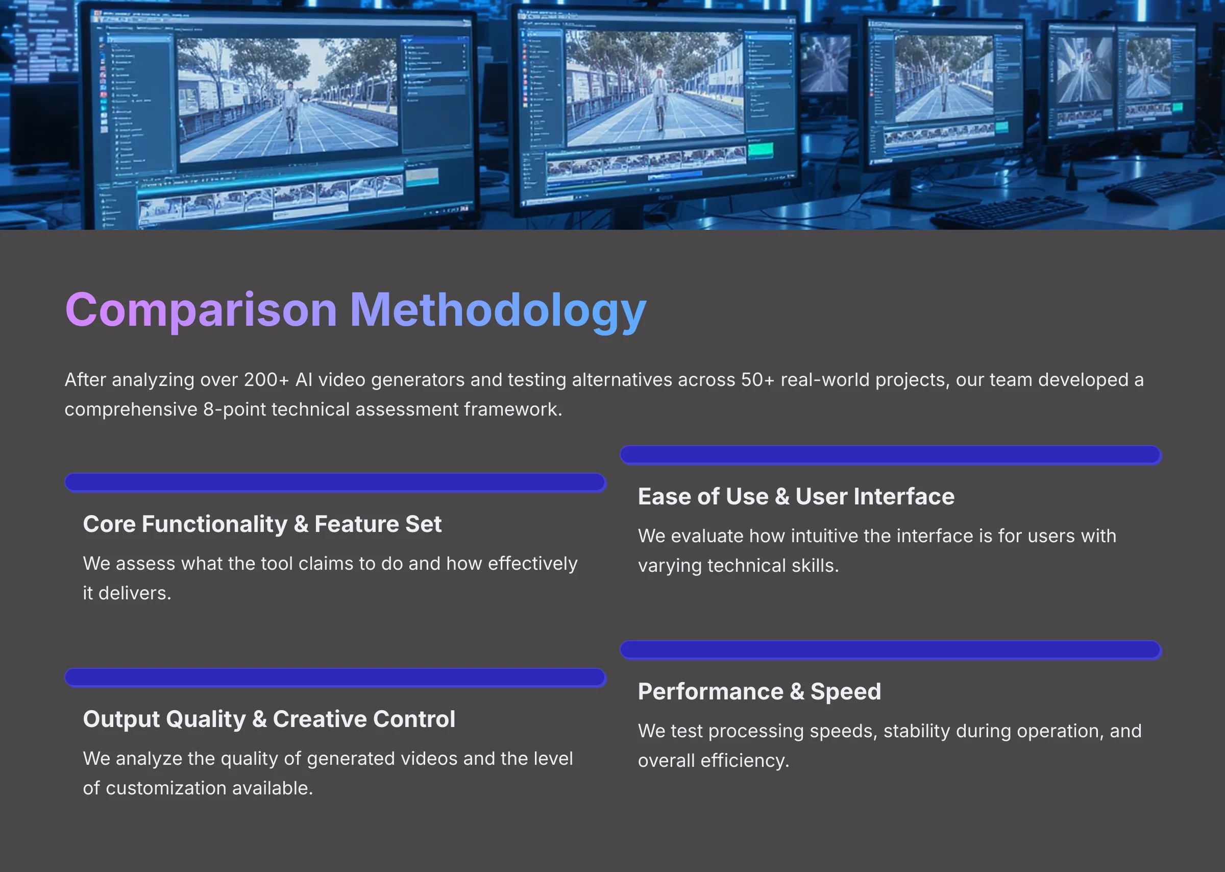 Comparison Methodology - 8-point technical assessment framework