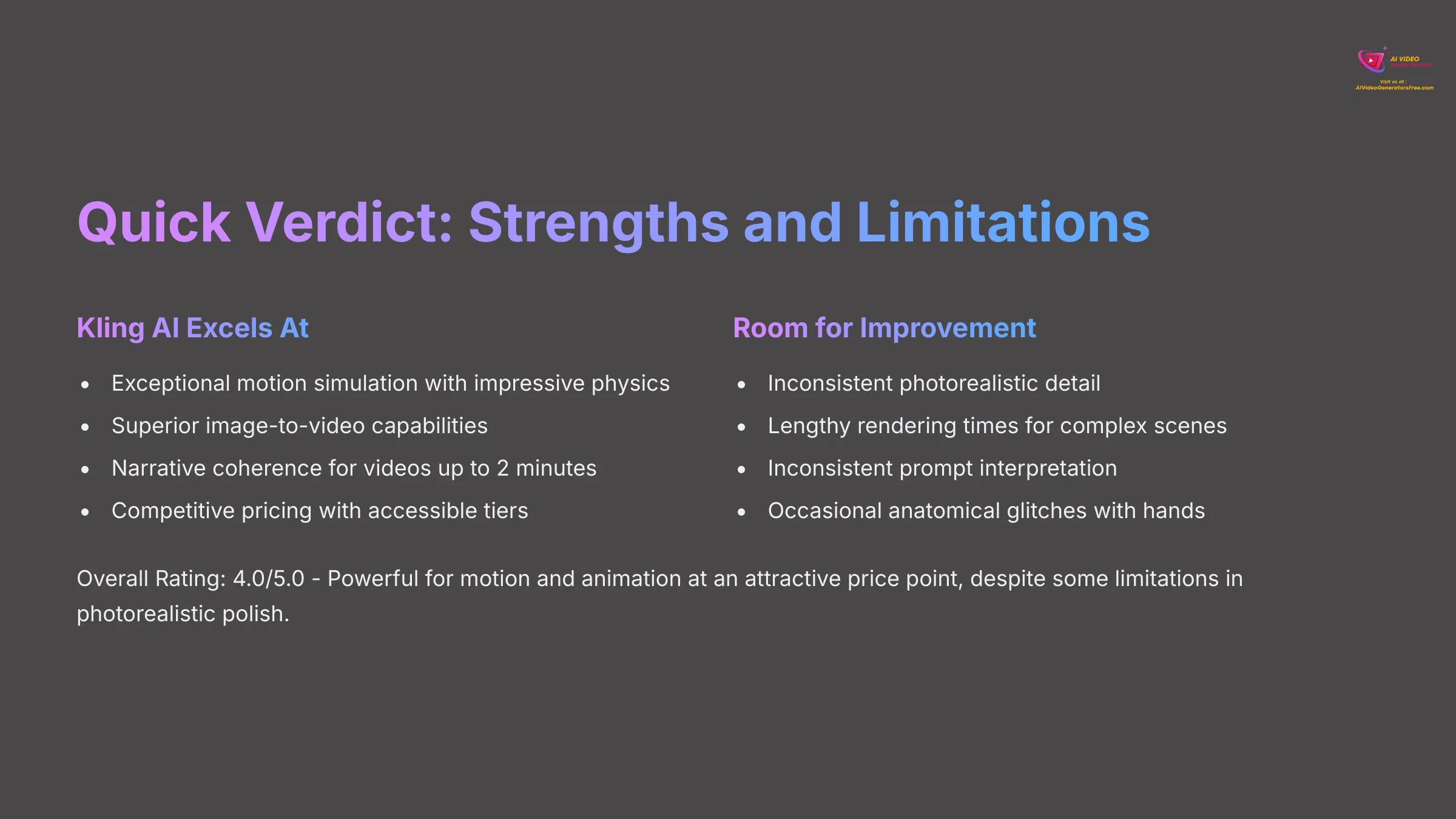 Quick Verdict - Strengths and Limitations