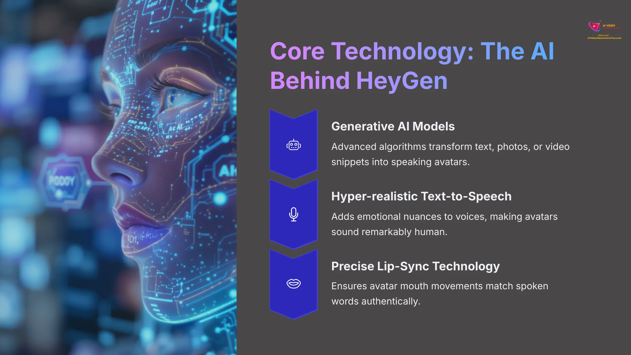 Visual depiction of the core AI technology behind HeyGen.