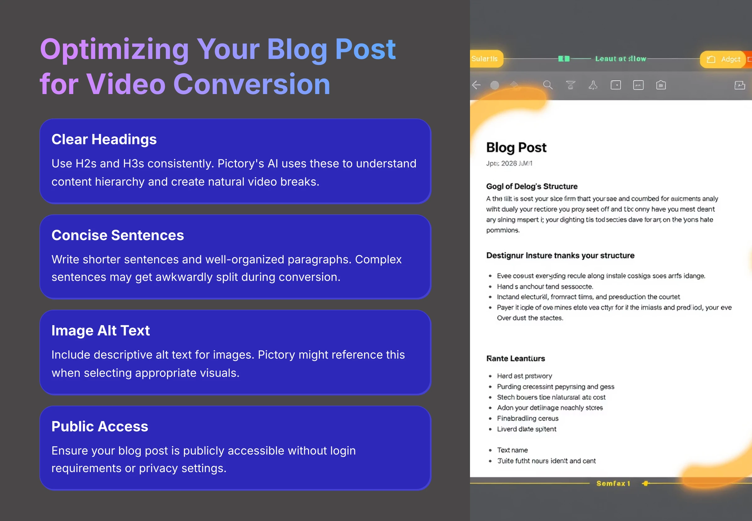 Optimizing a blog post for video conversion