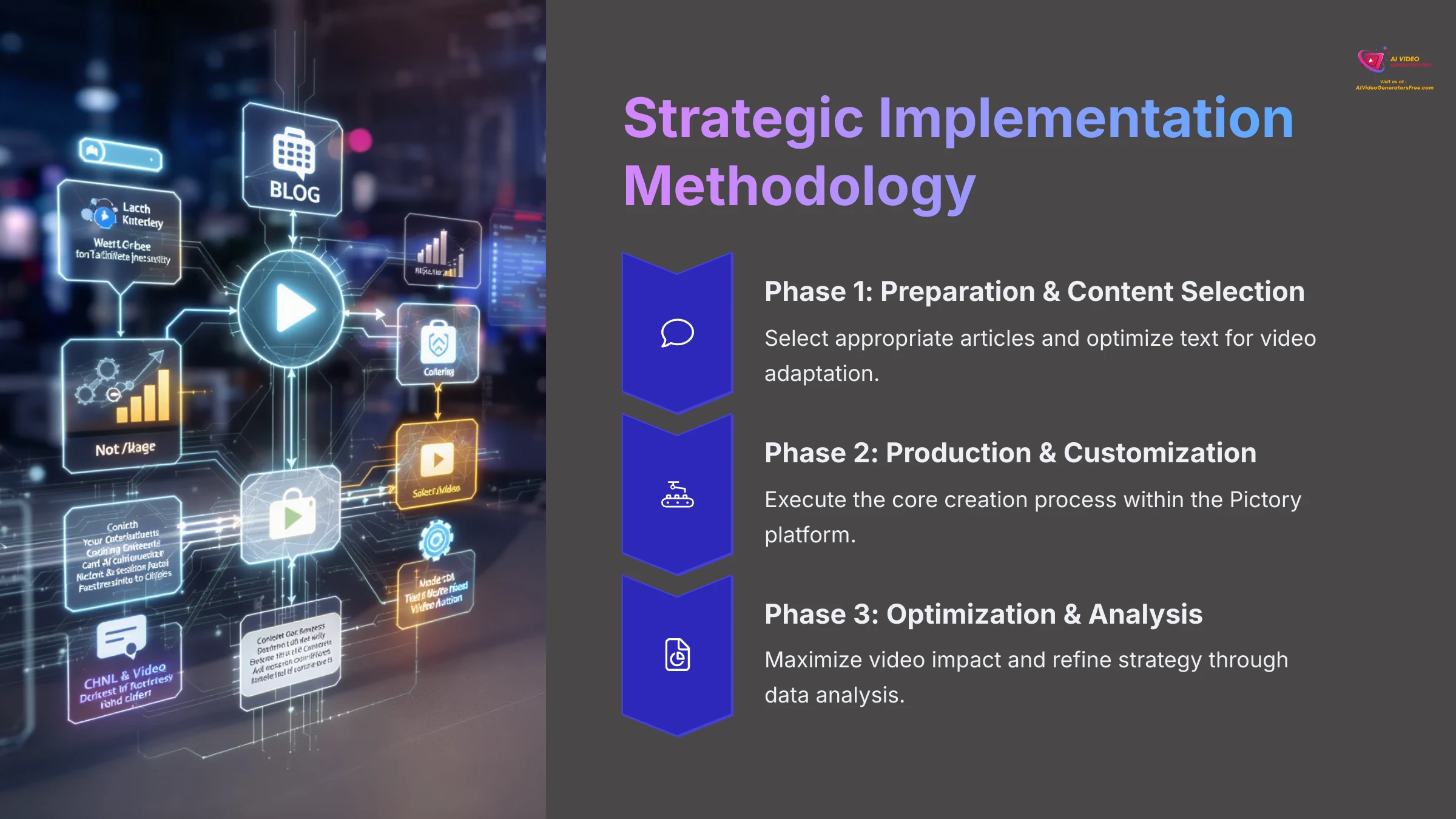 Flowchart of the strategic implementation methodology for Pictory