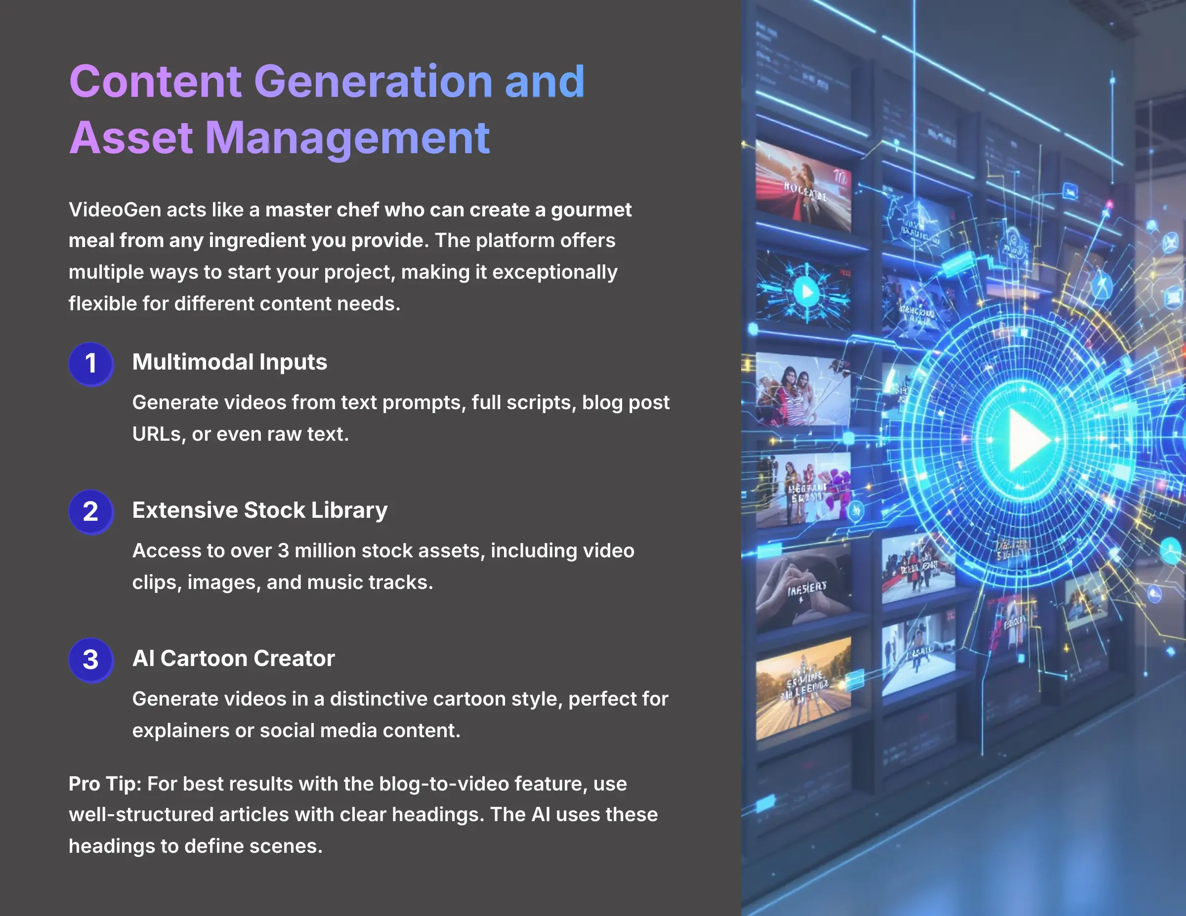 Content Generation and Asset Management Features