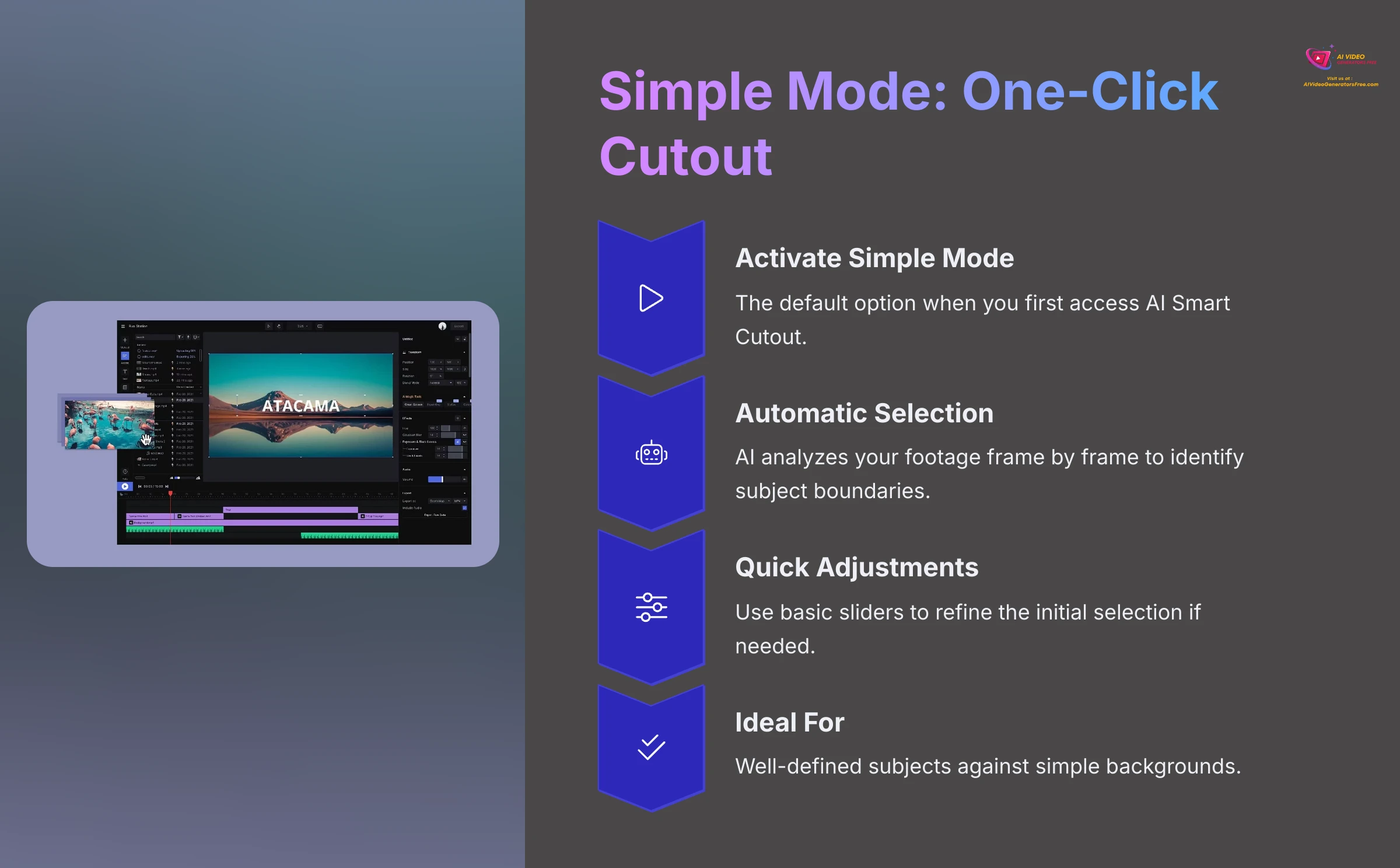 Filmora's Simple Mode for one-click background removal