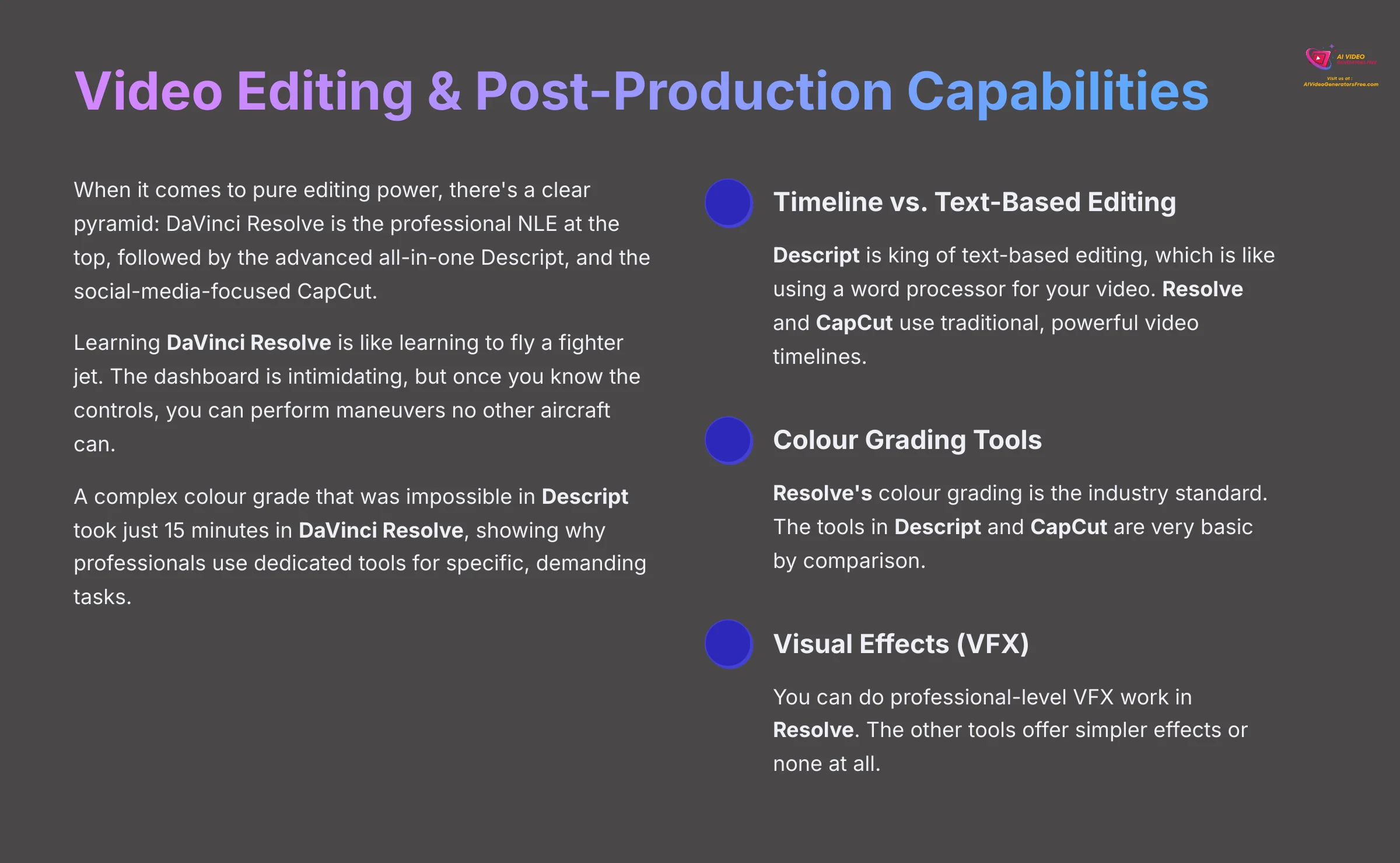 Video Editing and Post-Production Capabilities Comparison
