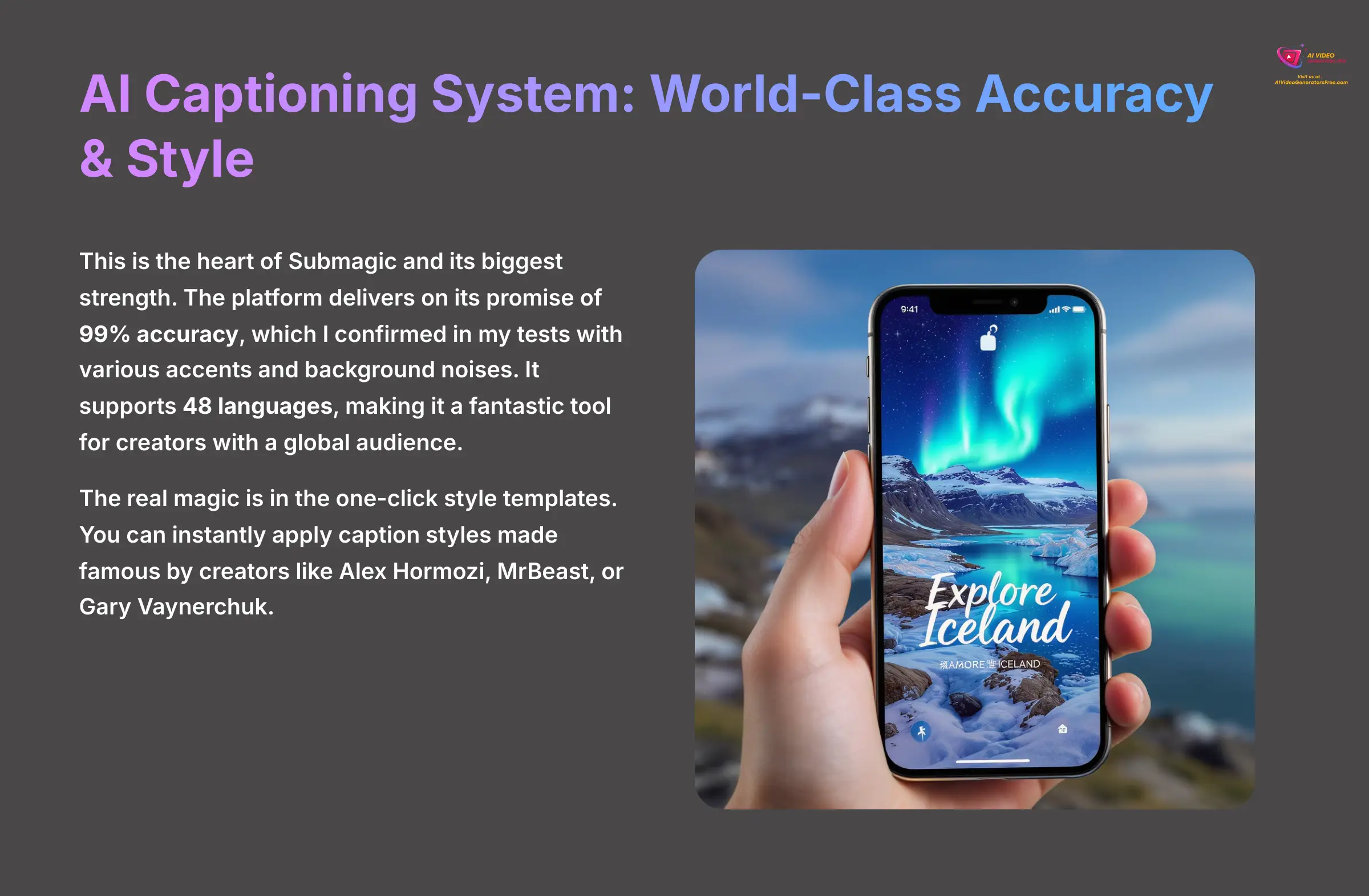 AI Captioning System World Class Accuracy and Style