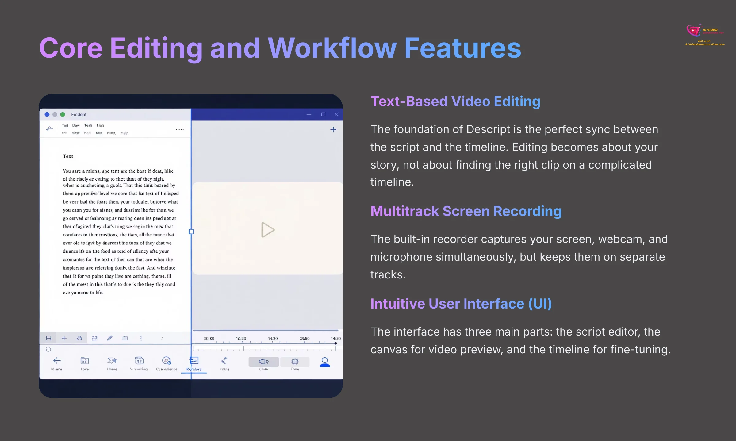 Core Editing and Workflow Features