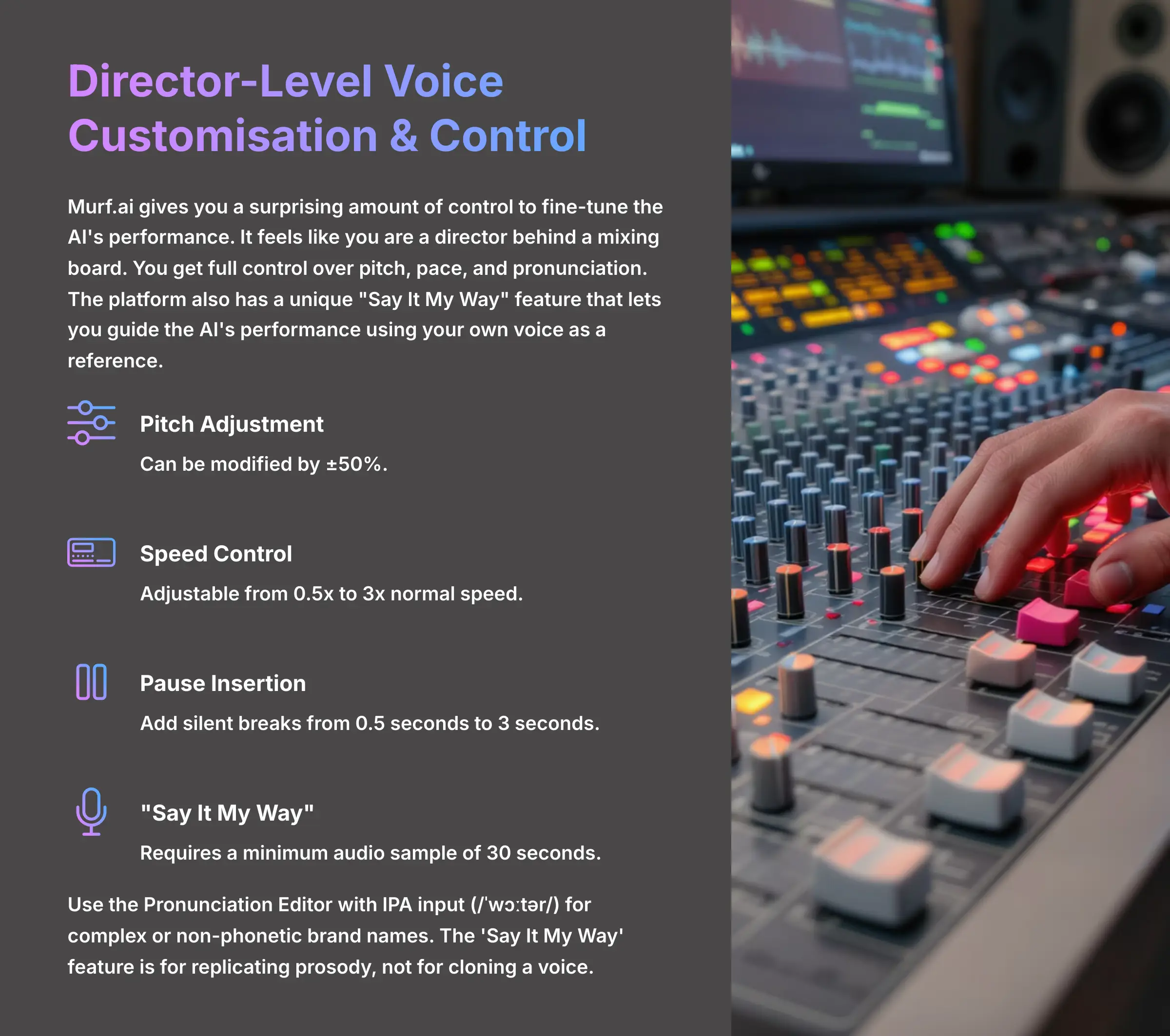 Director-Level Voice Customization and Control Features