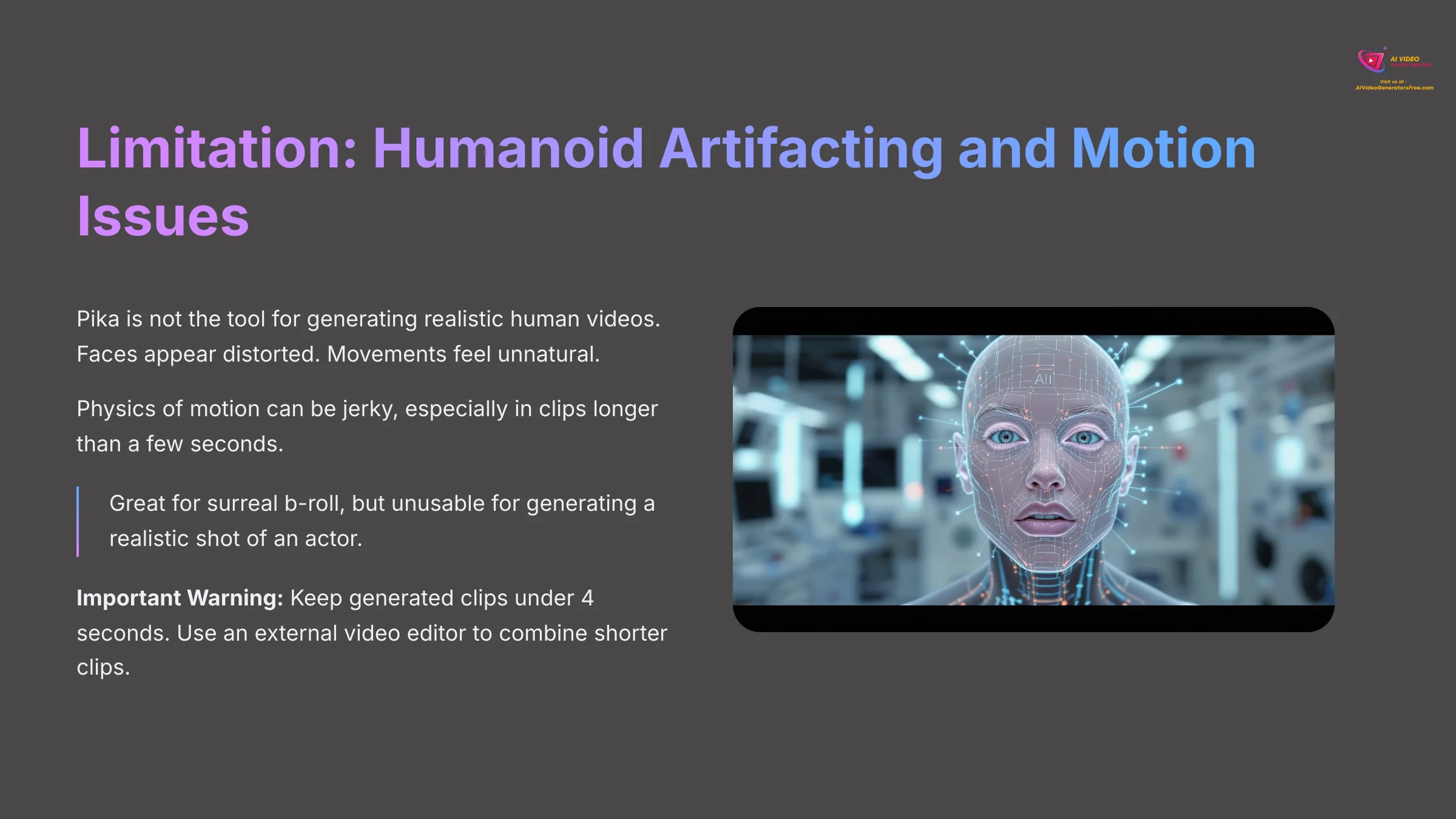 Limitation: Humanoid Artifacting and Motion Issues