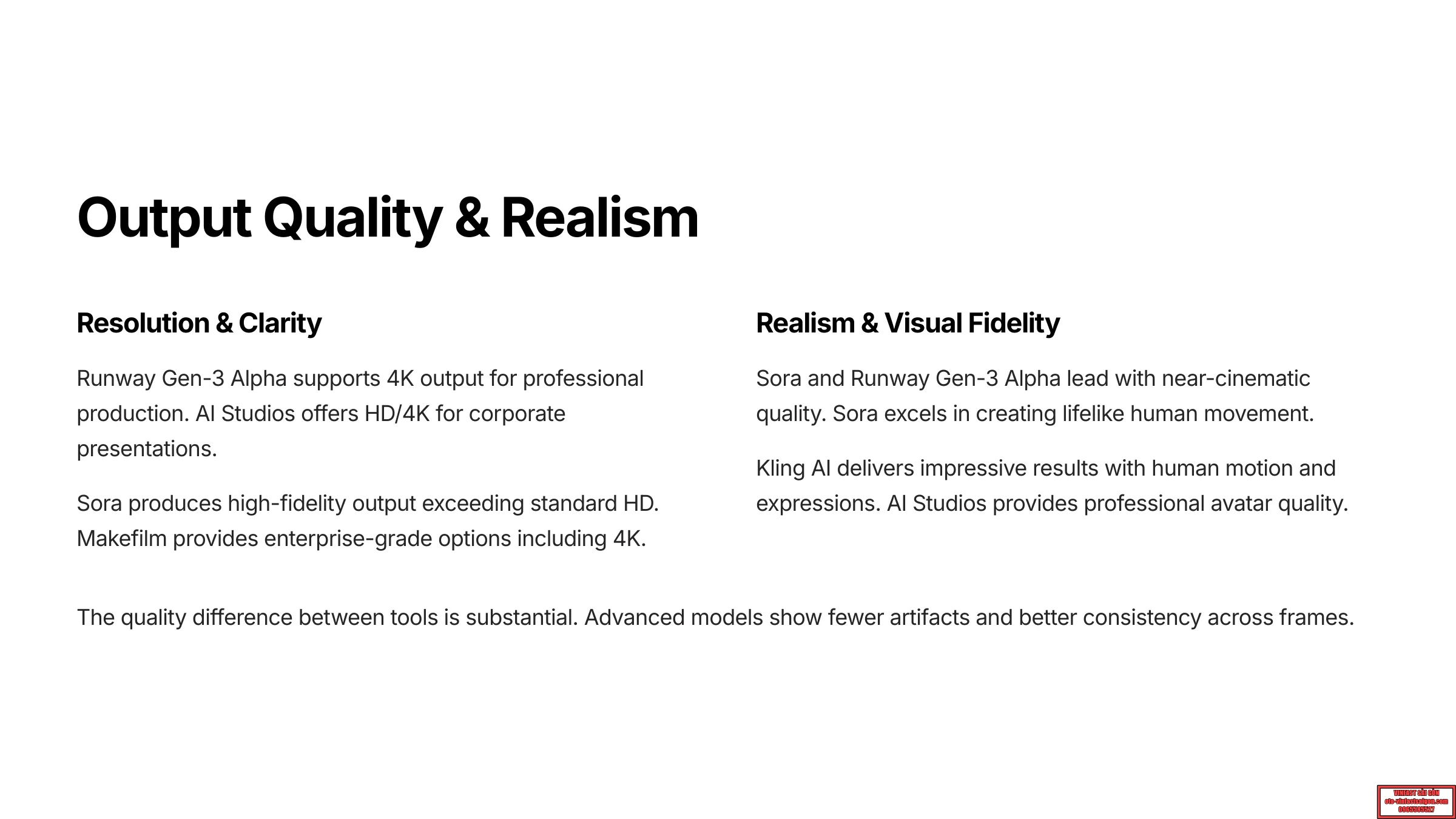 Output Quality and Realism