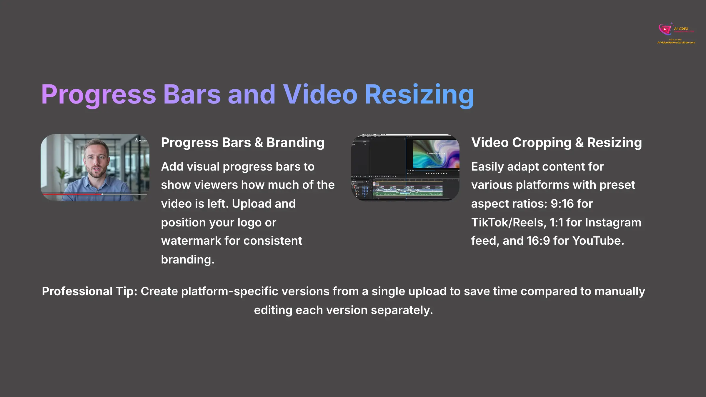Progress bars and video resizing features in SubtitleBee