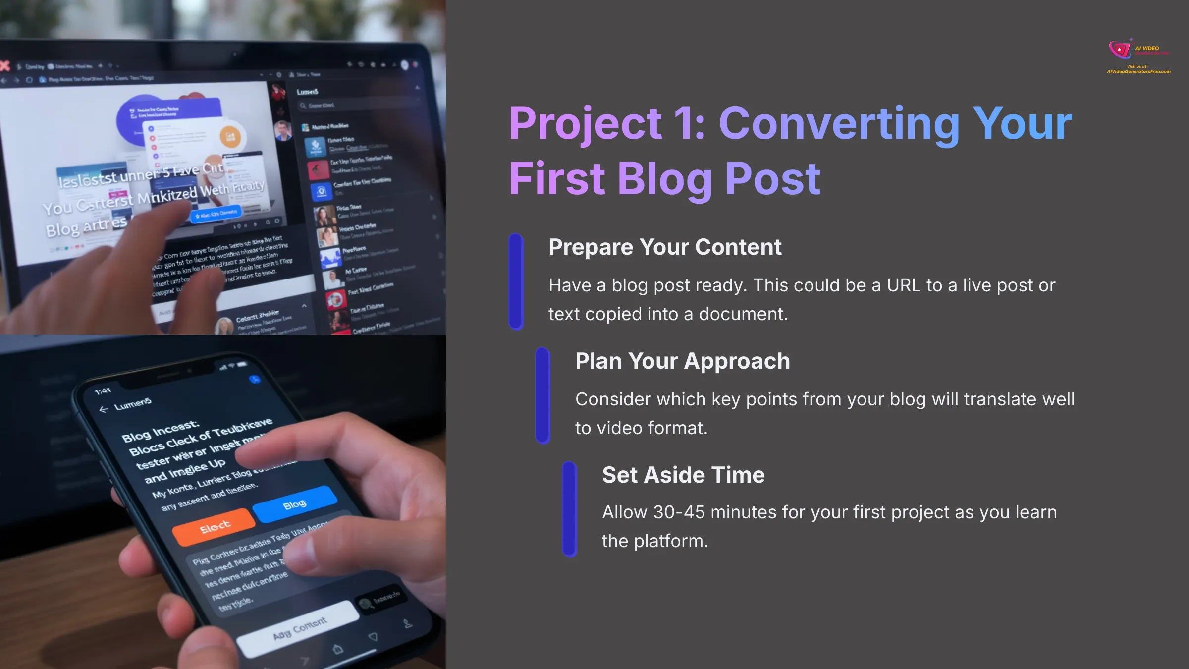 7_Project-1-Converting-Your-First-Blog-Post_AI-video-generators-free_aivideogeneratorsfree.com_