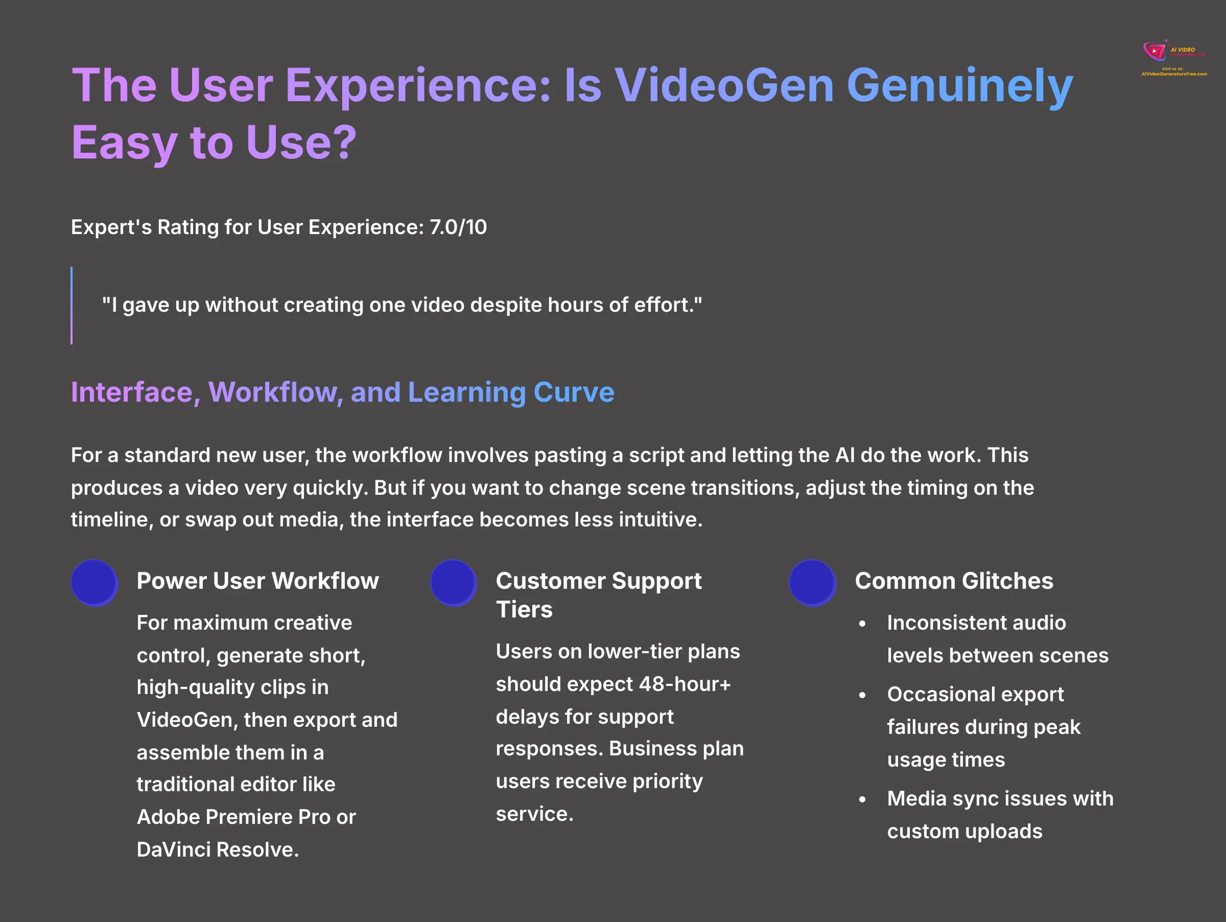 VideoGen User Experience Analysis