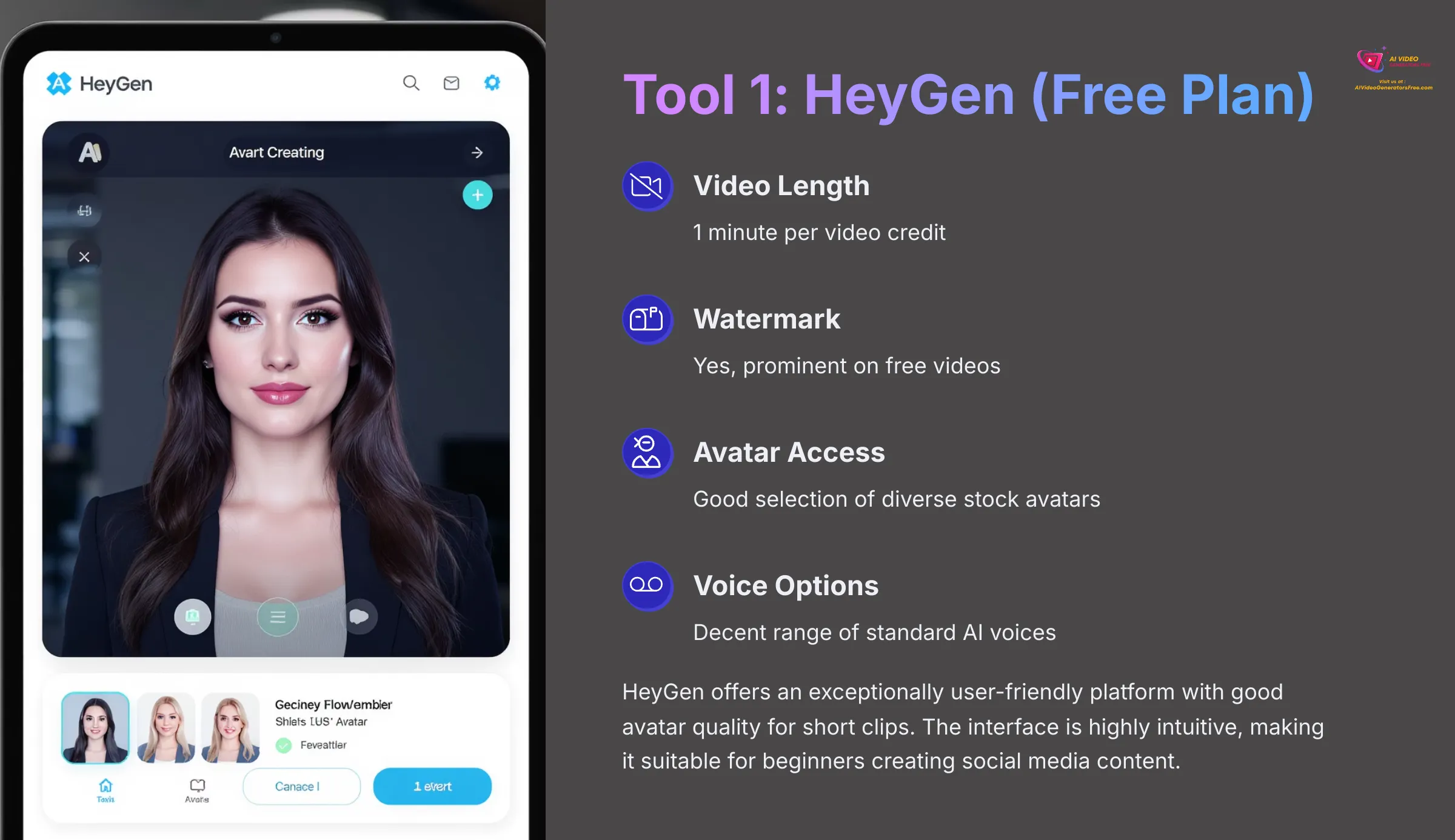 Tool 1 HeyGen Free Plan
