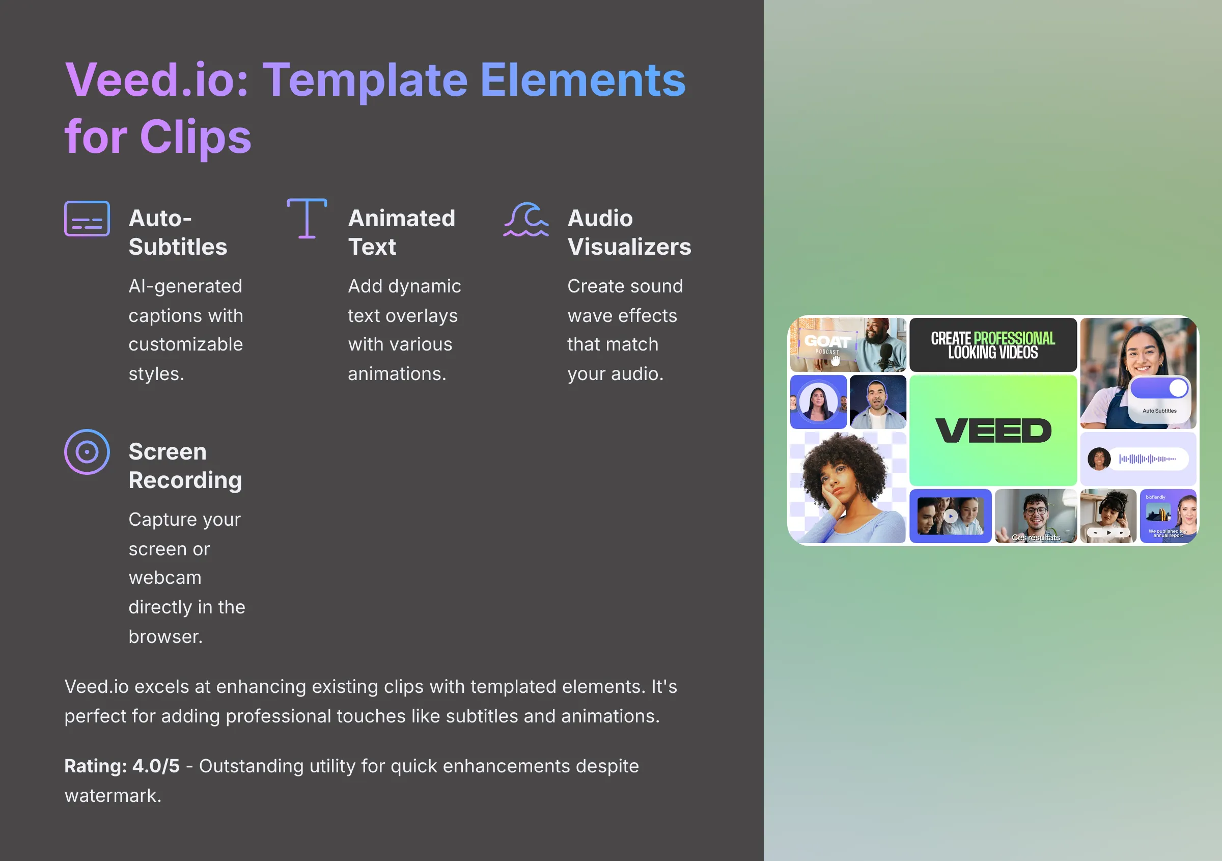 Veed.io Template Elements for Clips