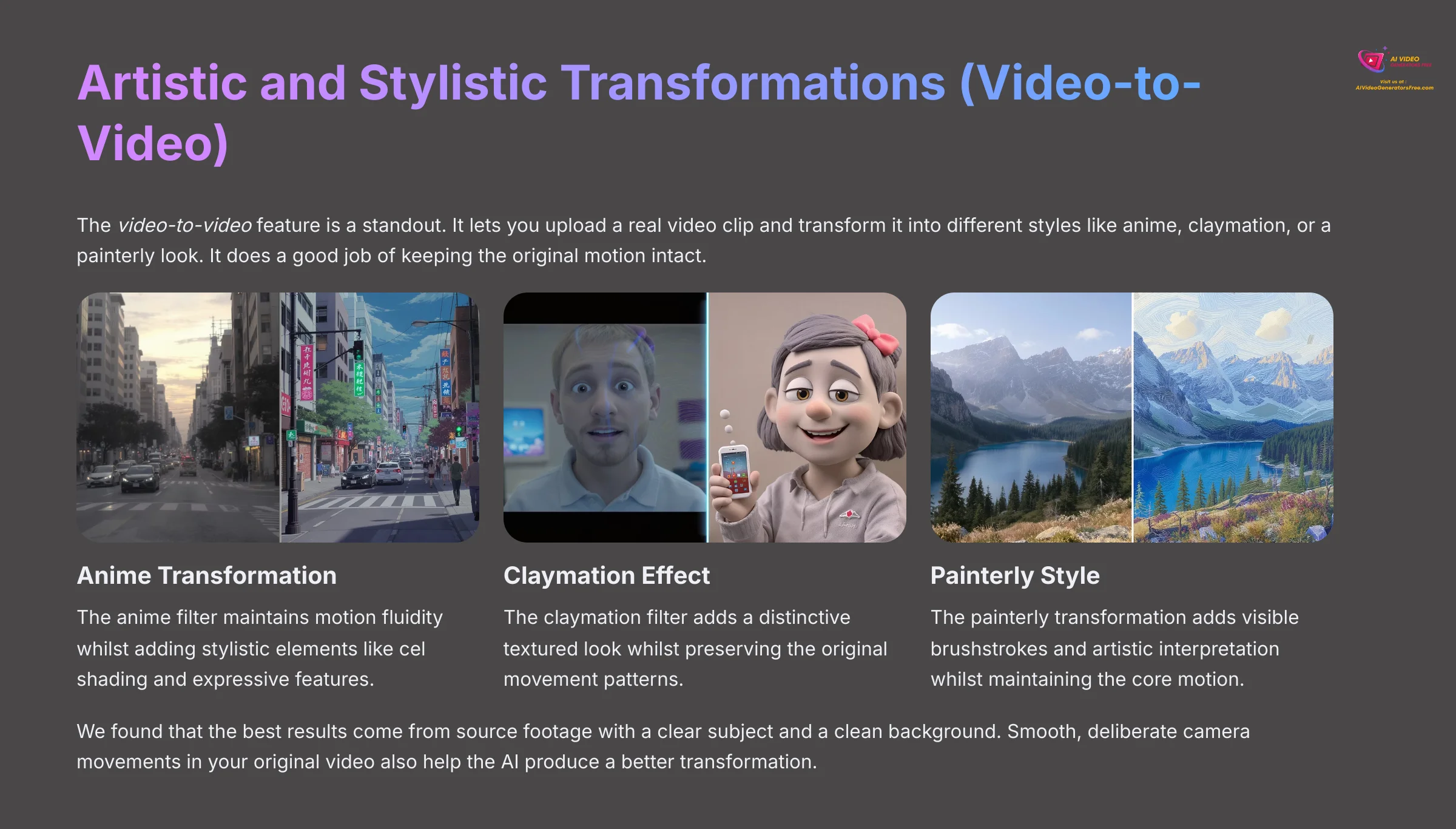 Artistic and Stylistic Transformations Video to Video