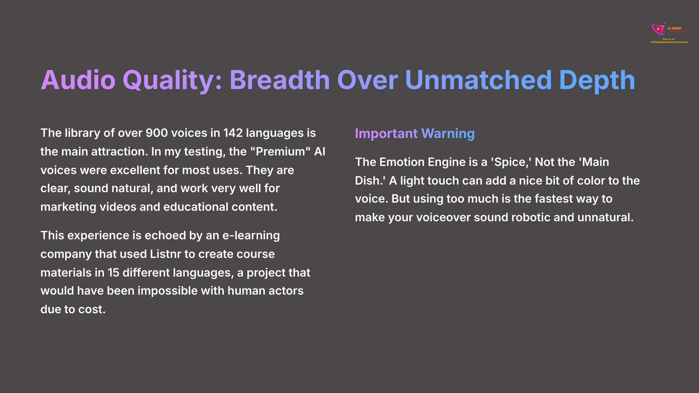 Audio-Quality - Breadth Over Unmatched Depth