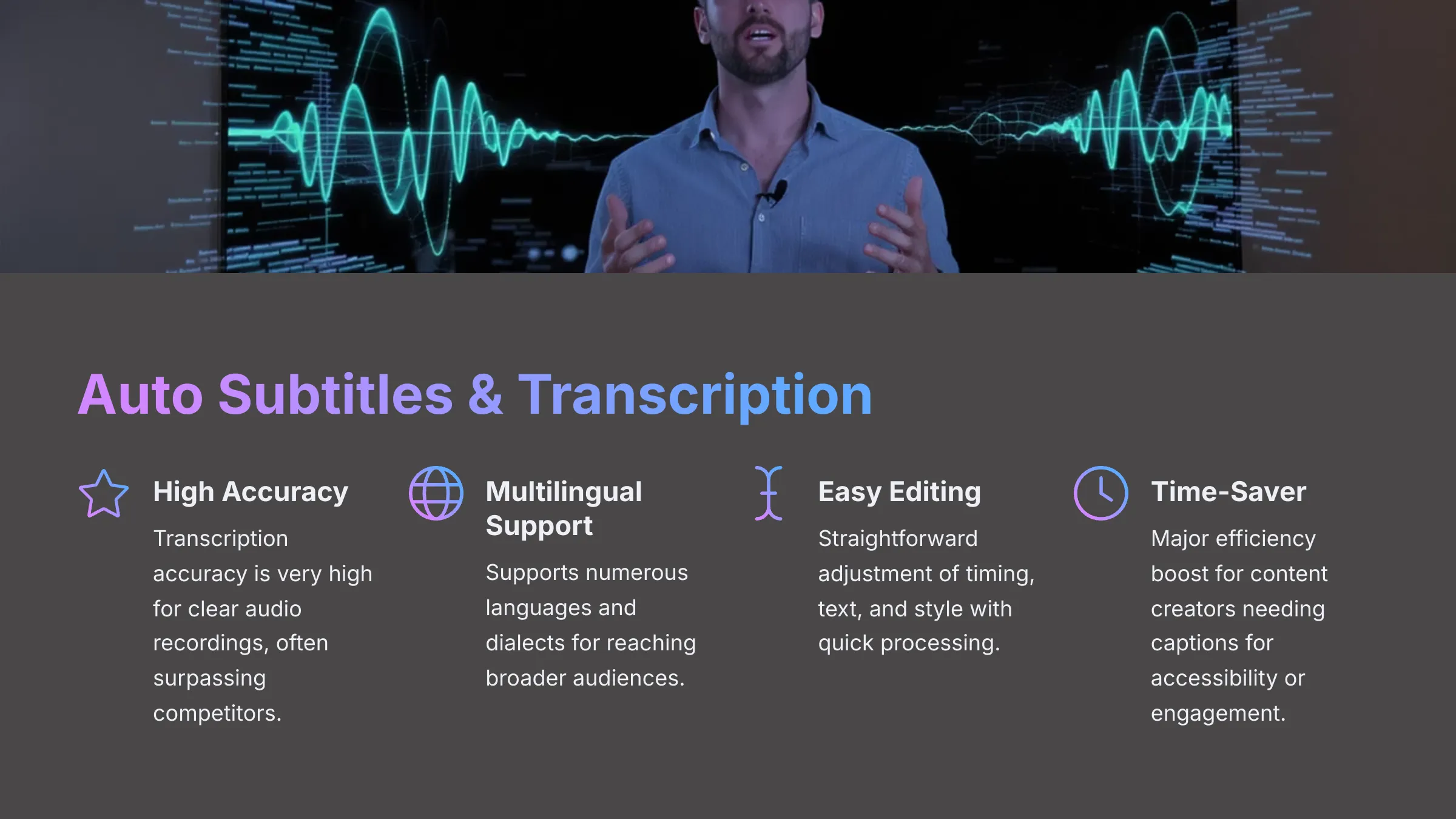 Auto Subtitles and Transcription Features