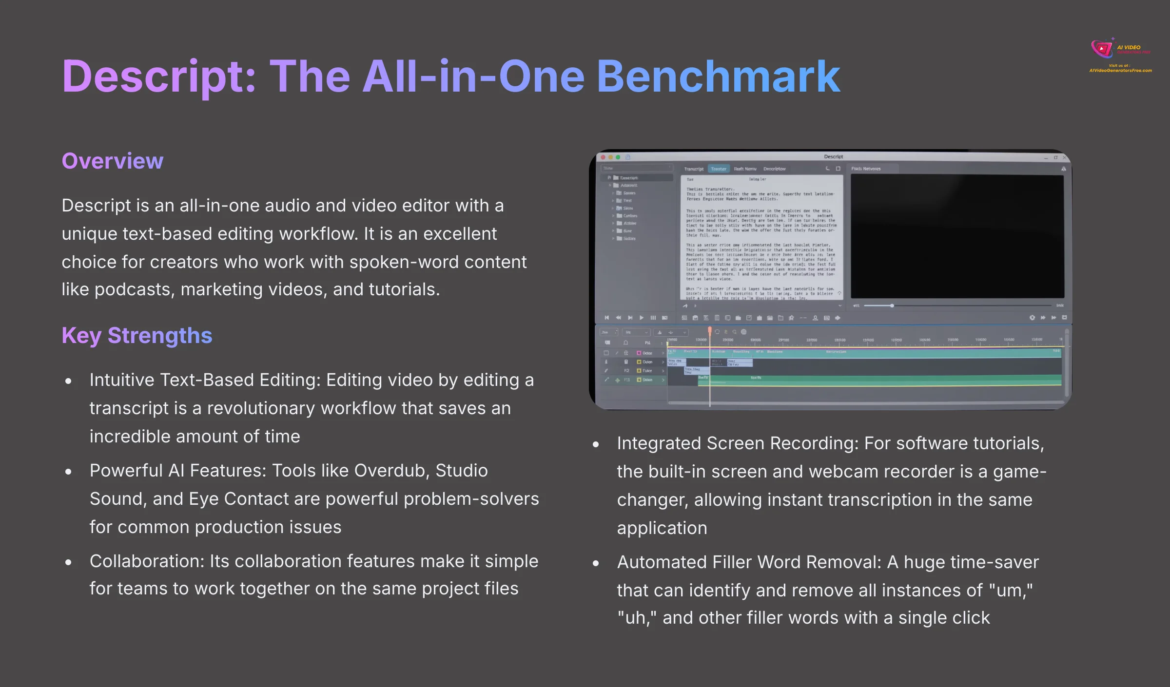 Descript - The All-in-One Benchmark