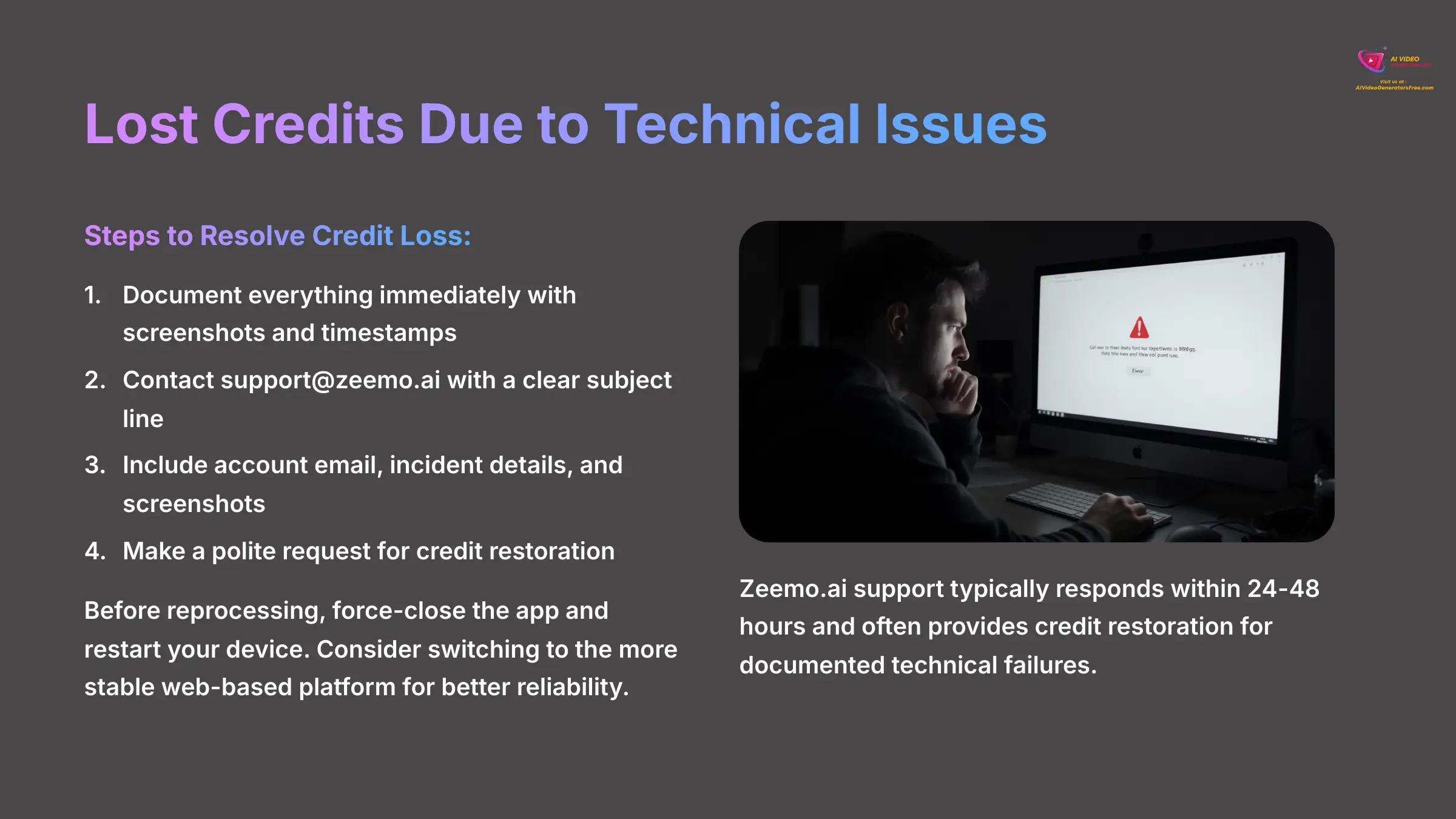 8_Lost-Credits-Due-to-Technical-Issues_AI-video-generators-free_aivideogeneratorsfree.com_