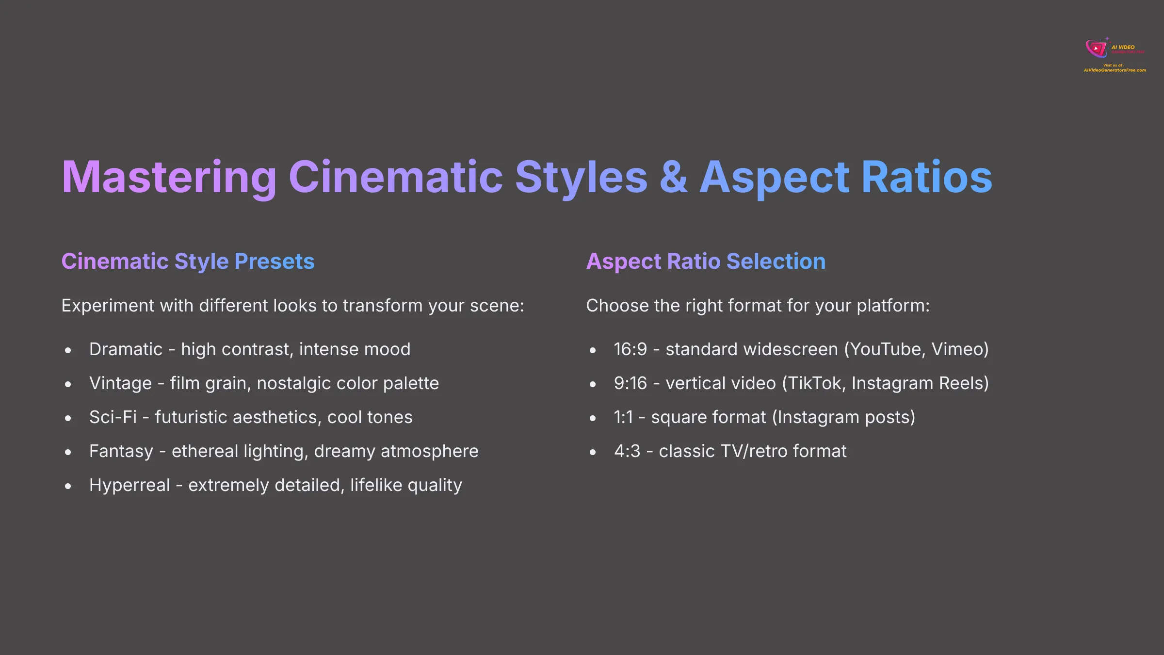 Mastering Cinematic Styles and Aspect Ratios