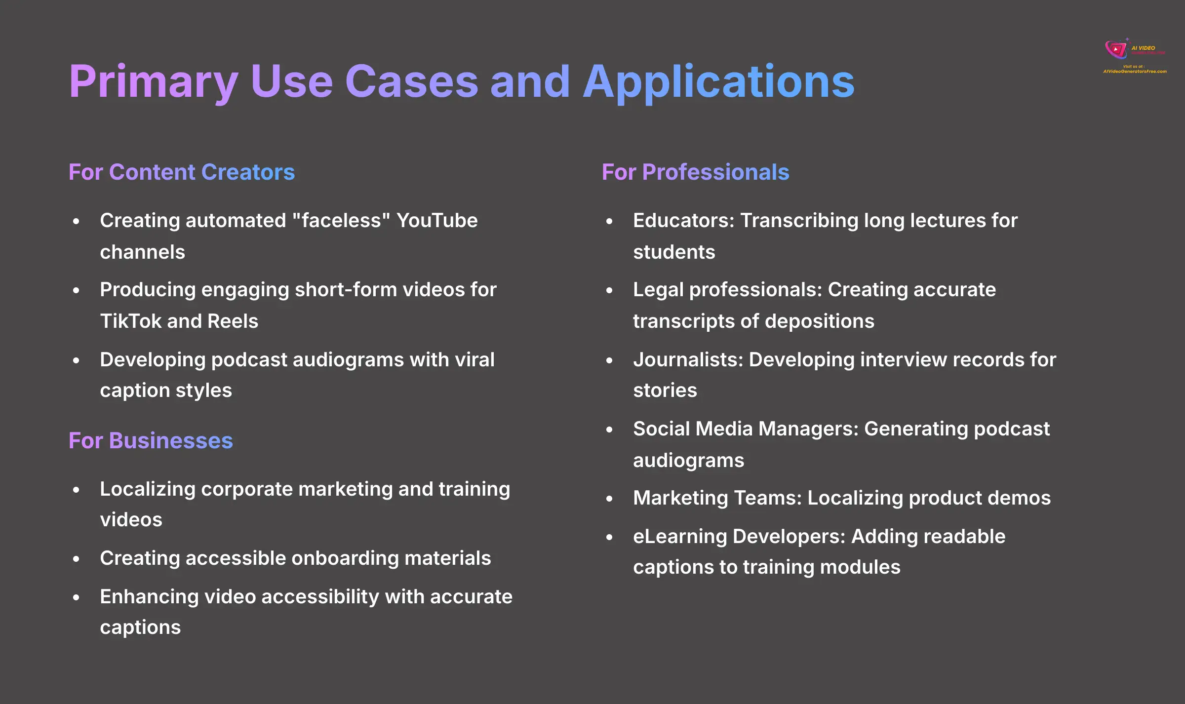 Primary Use Cases and Applications