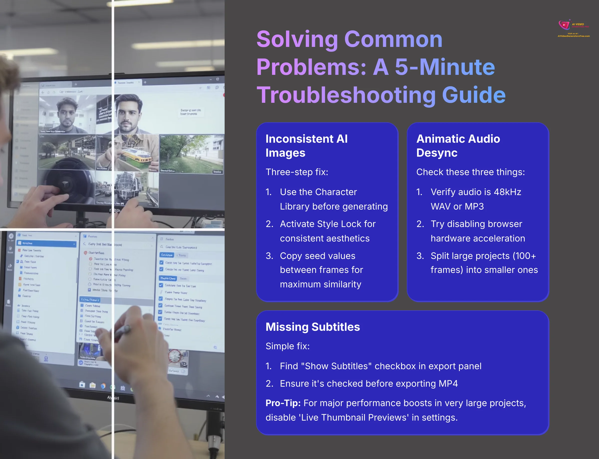 8_Solving-Common-Problems-A-5-Minute-Troubleshooting-Guide_AI-video-generators-free_aivideogeneratorsfree.com_