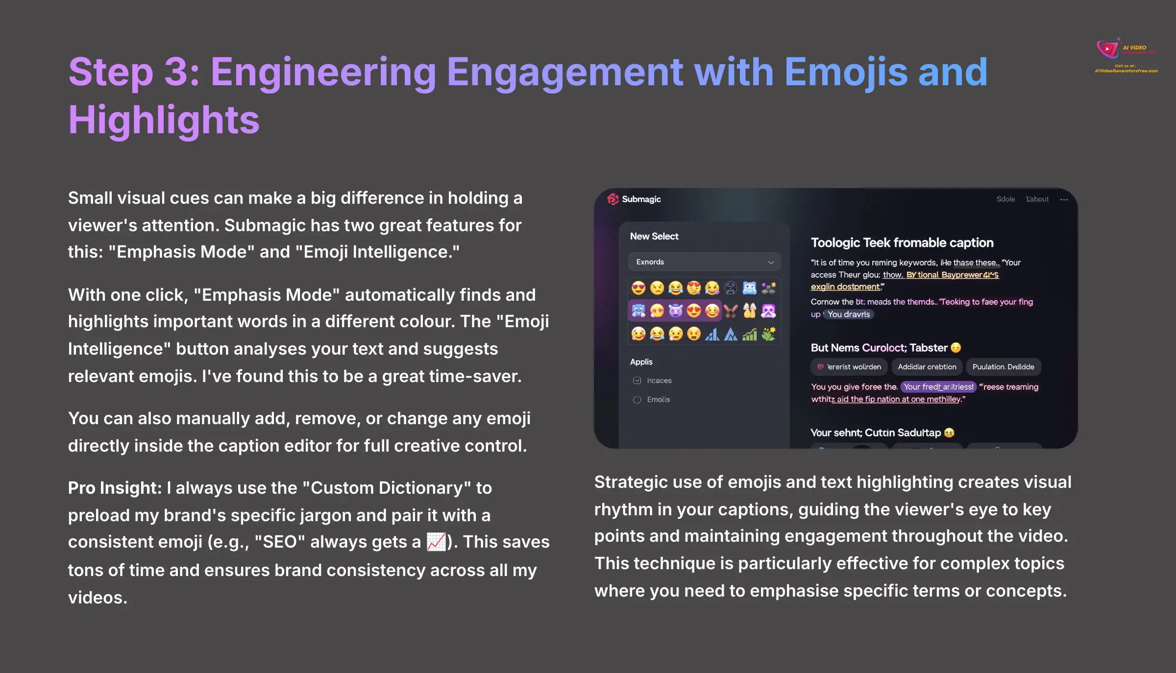 8_Step-3-Engineering-Engagement-with-Emojis-and-Highlights_AI-video-generators-free_aivideogeneratorsfree.com_