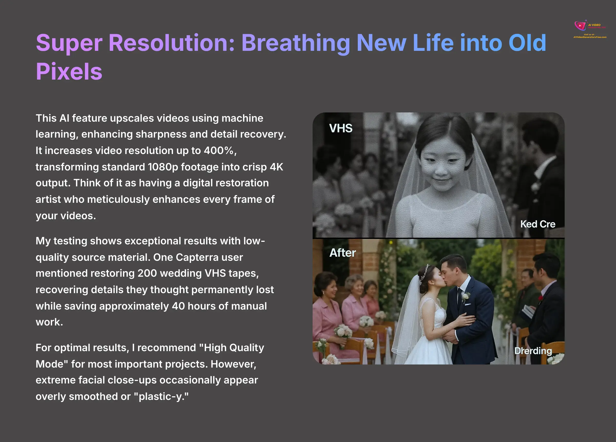 Super Resolution Breathing New Life into Old Pixels