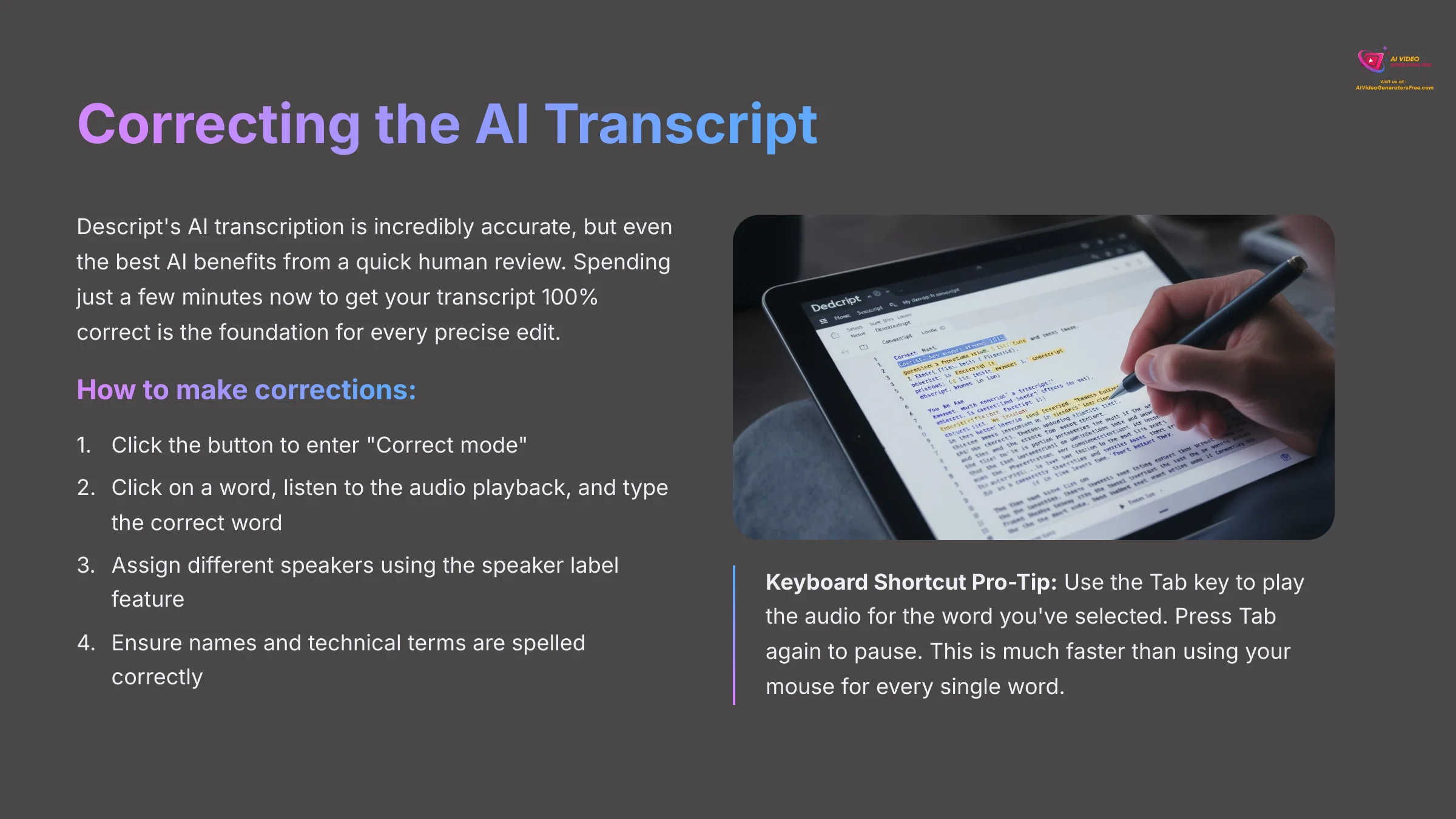 9_Correcting-the-AI-Transcript_AI-video-generators-free_aivideogeneratorsfree.com_