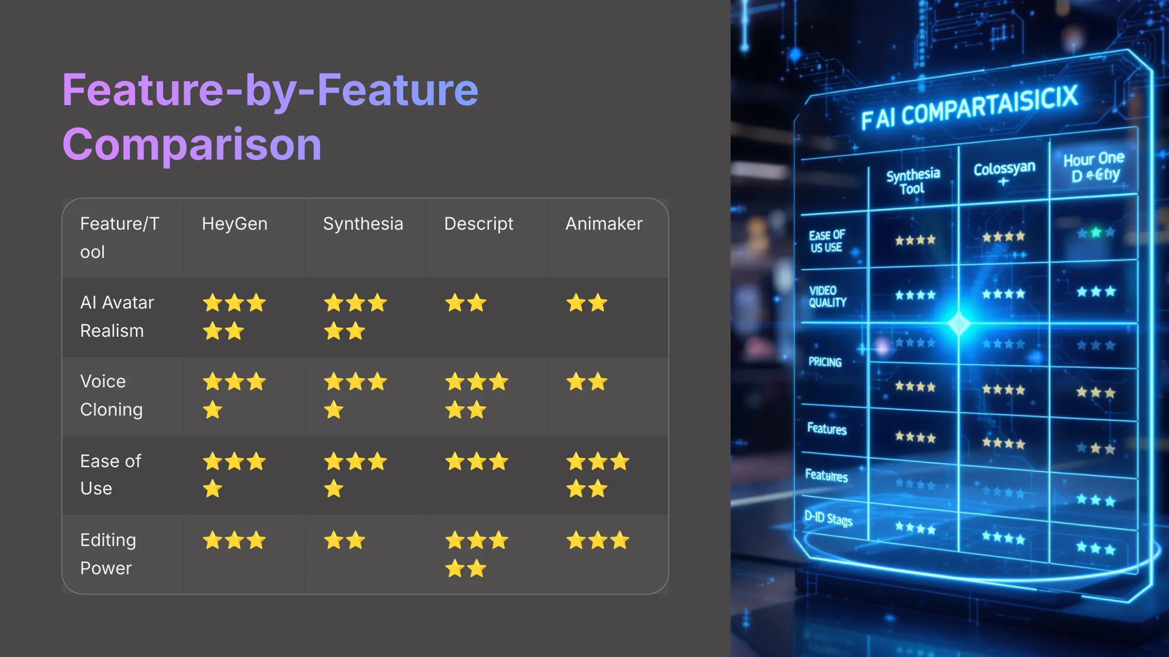 Feature by Feature Comparison