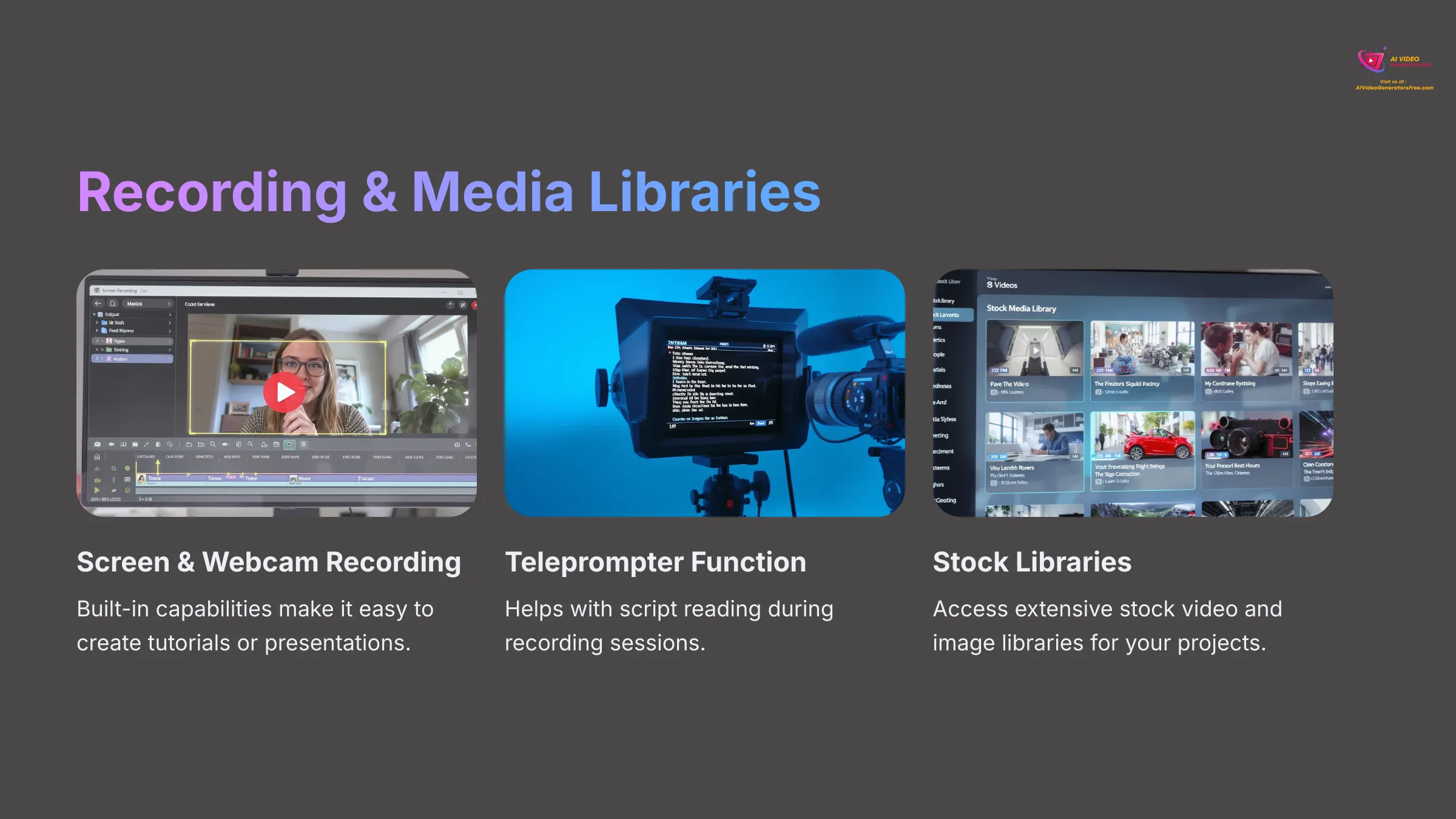 Veed.io's recording and media library features