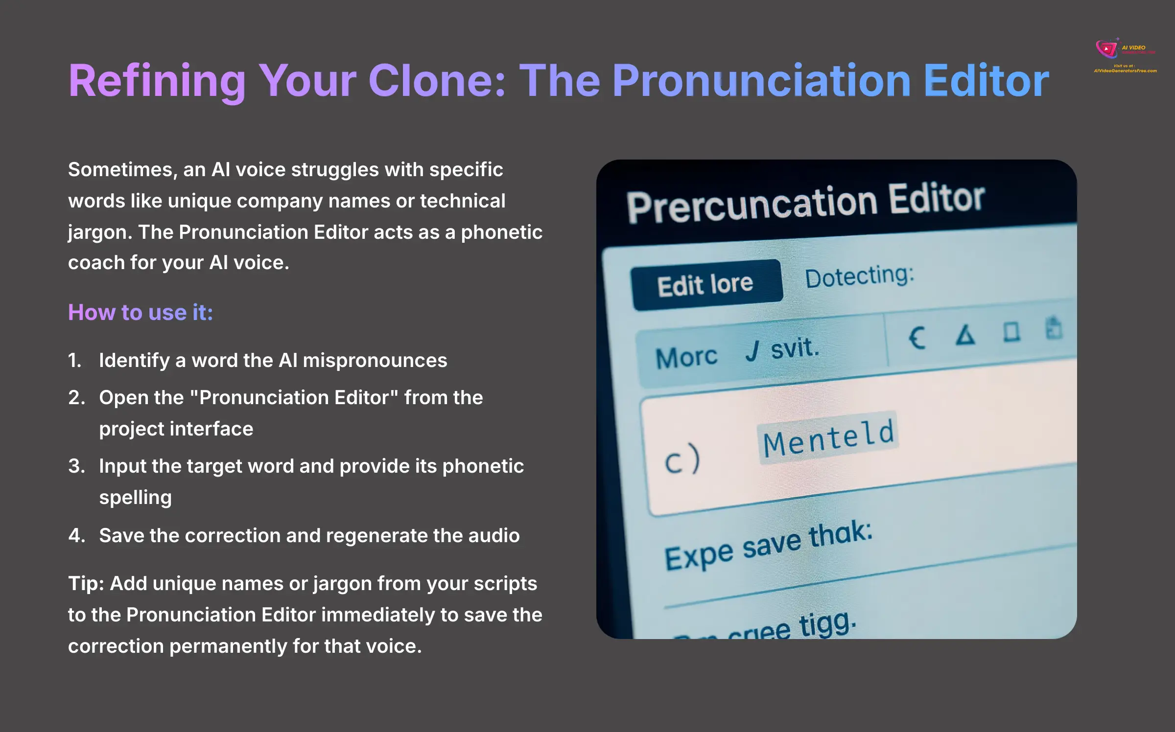 9_Refining-Your-Clone-The-Pronunciation-Editor_AI-video-generators-free_aivideogeneratorsfree.com_