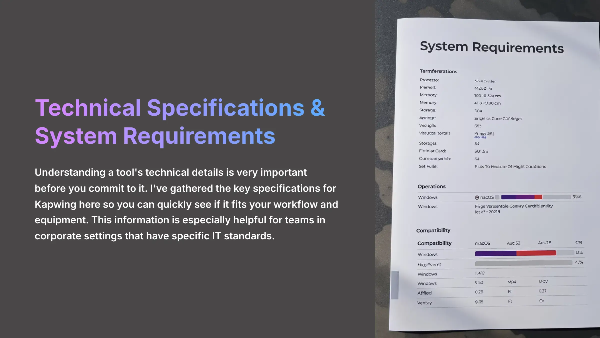 Technical Specifications and System Requirements