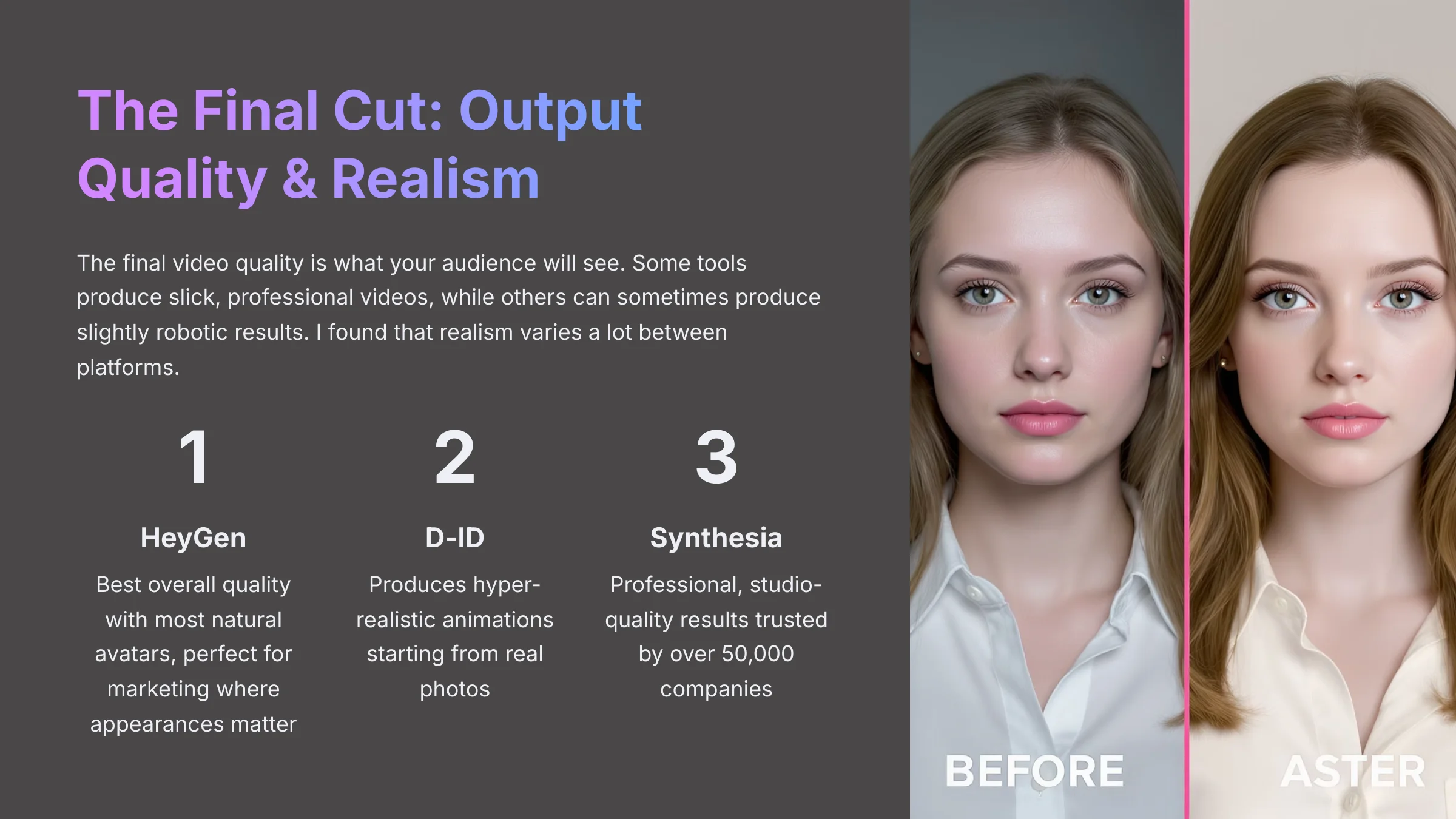 The Final Cut - Output Quality and Realism