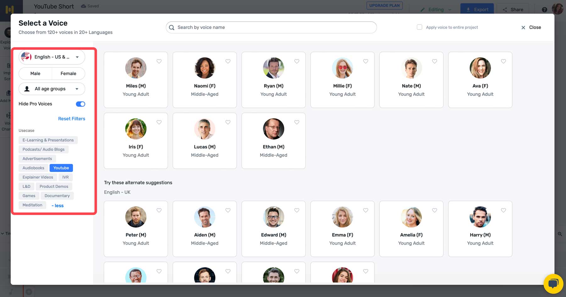 Murf AI voice generator interface dashboard
