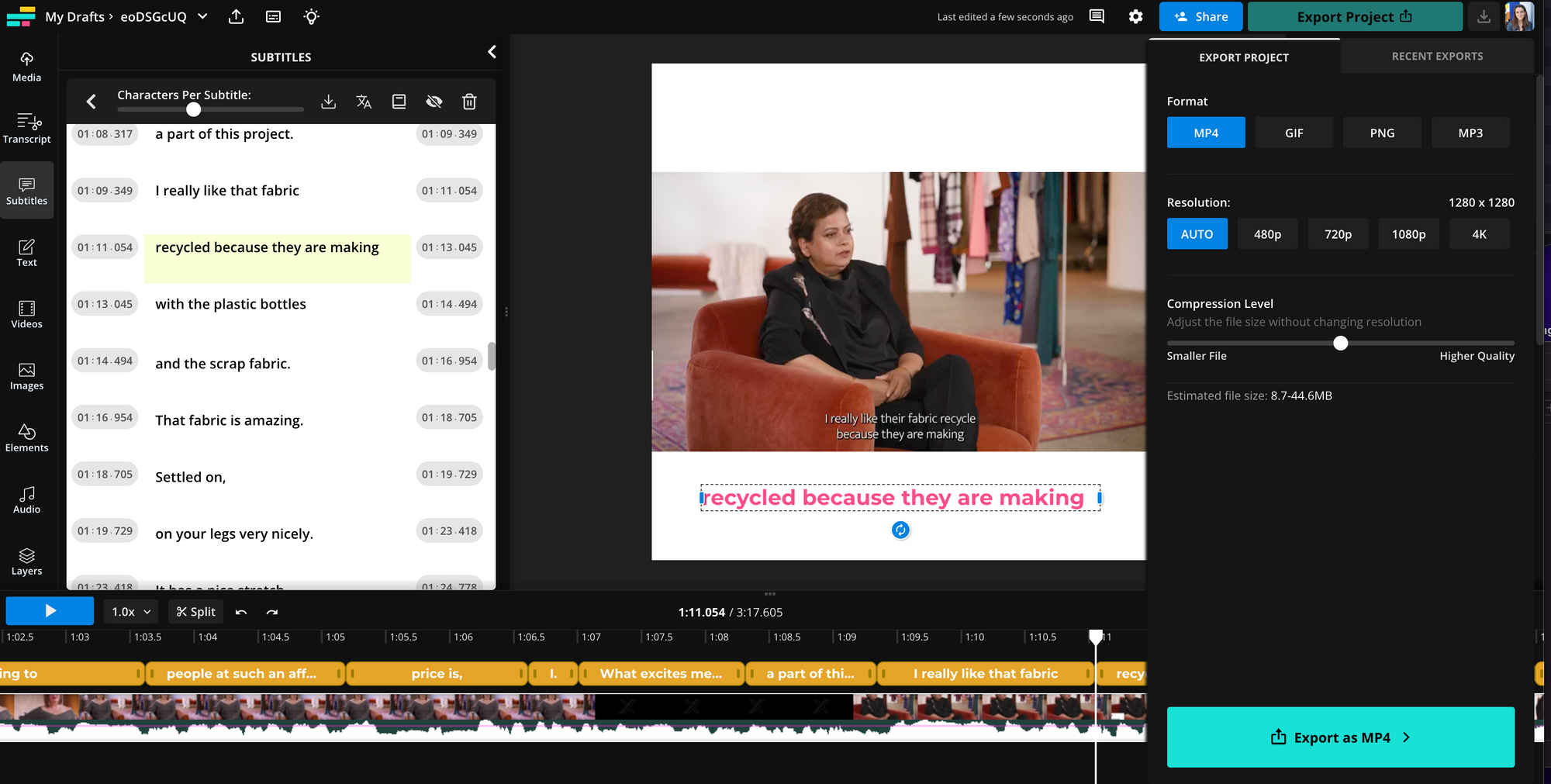 Kapwing AI Video Editor Subtitles