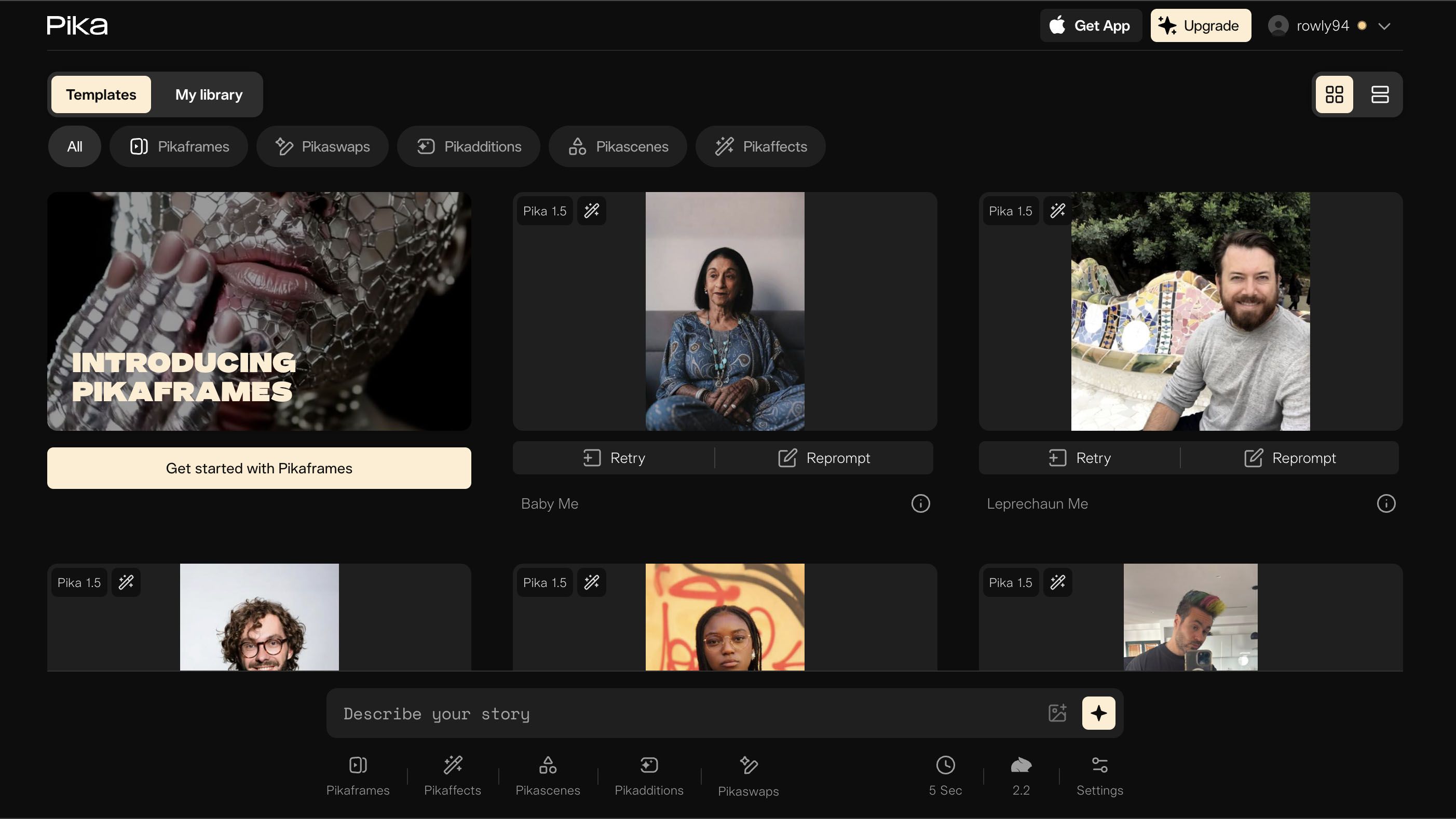 Pika AI Video Generator Interface