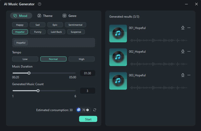 AI Music Generator Feature