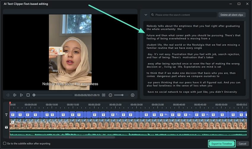 AI Text-Based Editing Feature