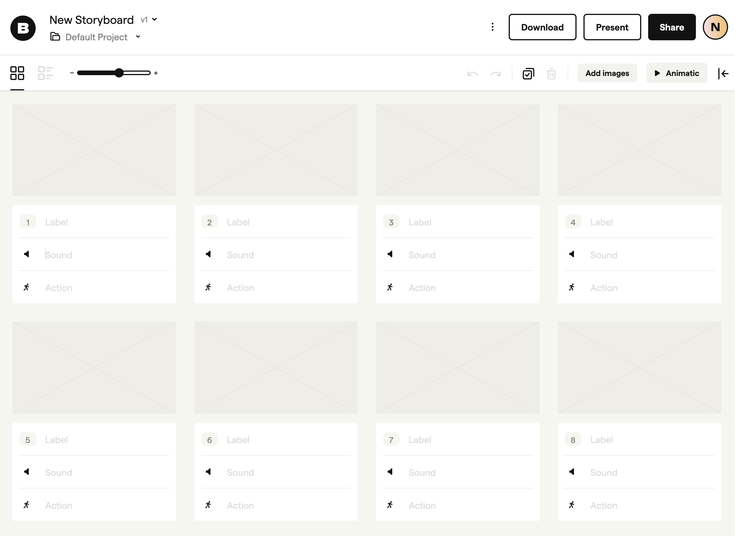 Boords Storyboard Interface Screenshot