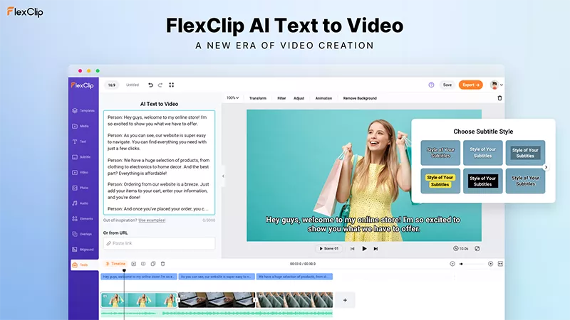 FlexClip AI Text-to-Video Feature