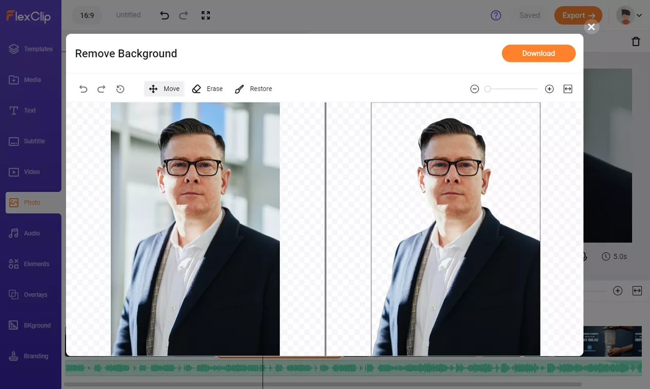 FlexClip AI Background Removal